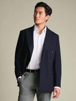 Charles Tyrwhitt Slim Fit Double Breasted Wool Blend Blazer, Navy - view 2, Navy