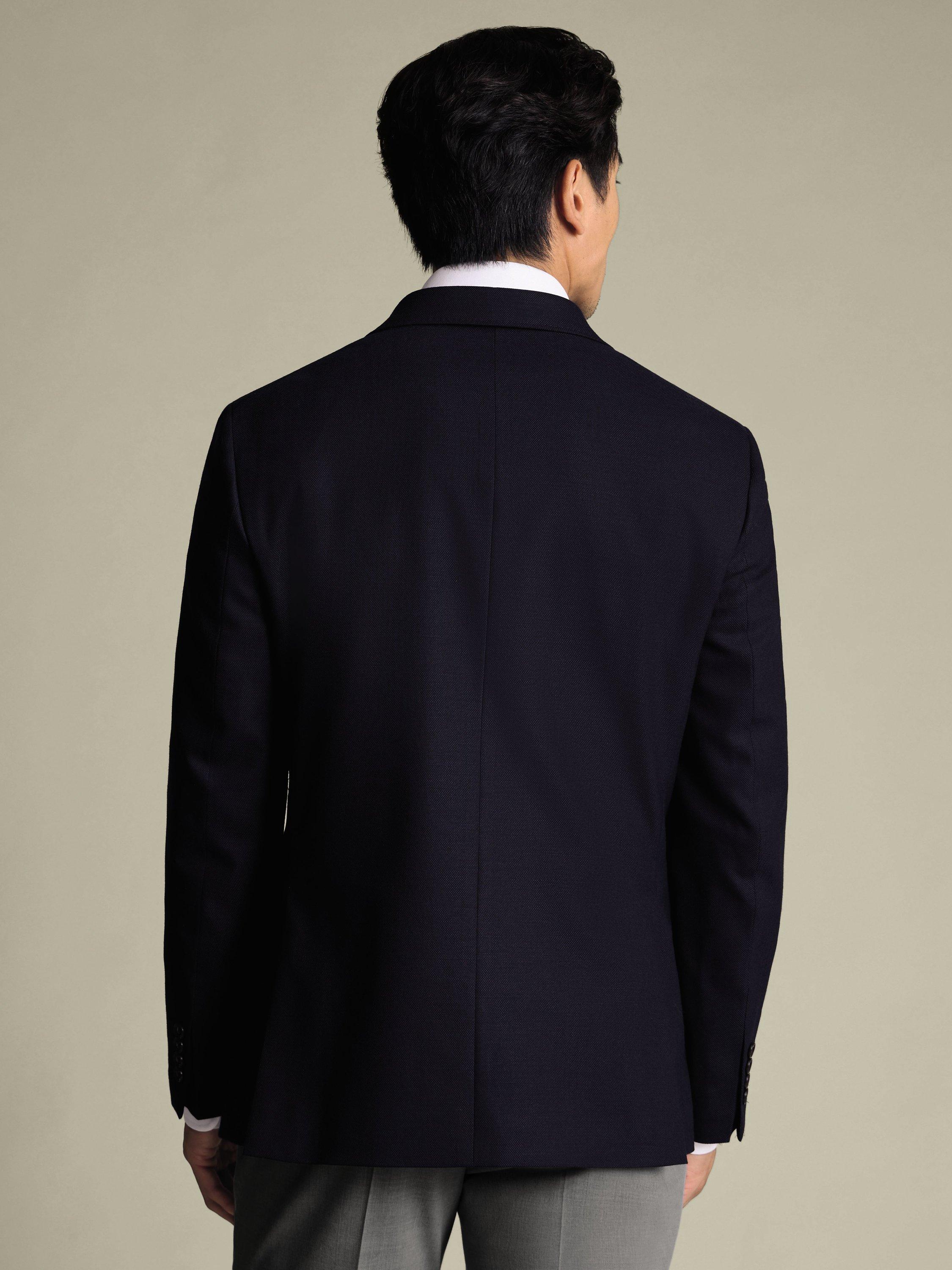 Product image 4 of 5, which shows Charles Tyrwhitt Slim Fit Double Breasted Wool Blend Blazer, Navy, 42R