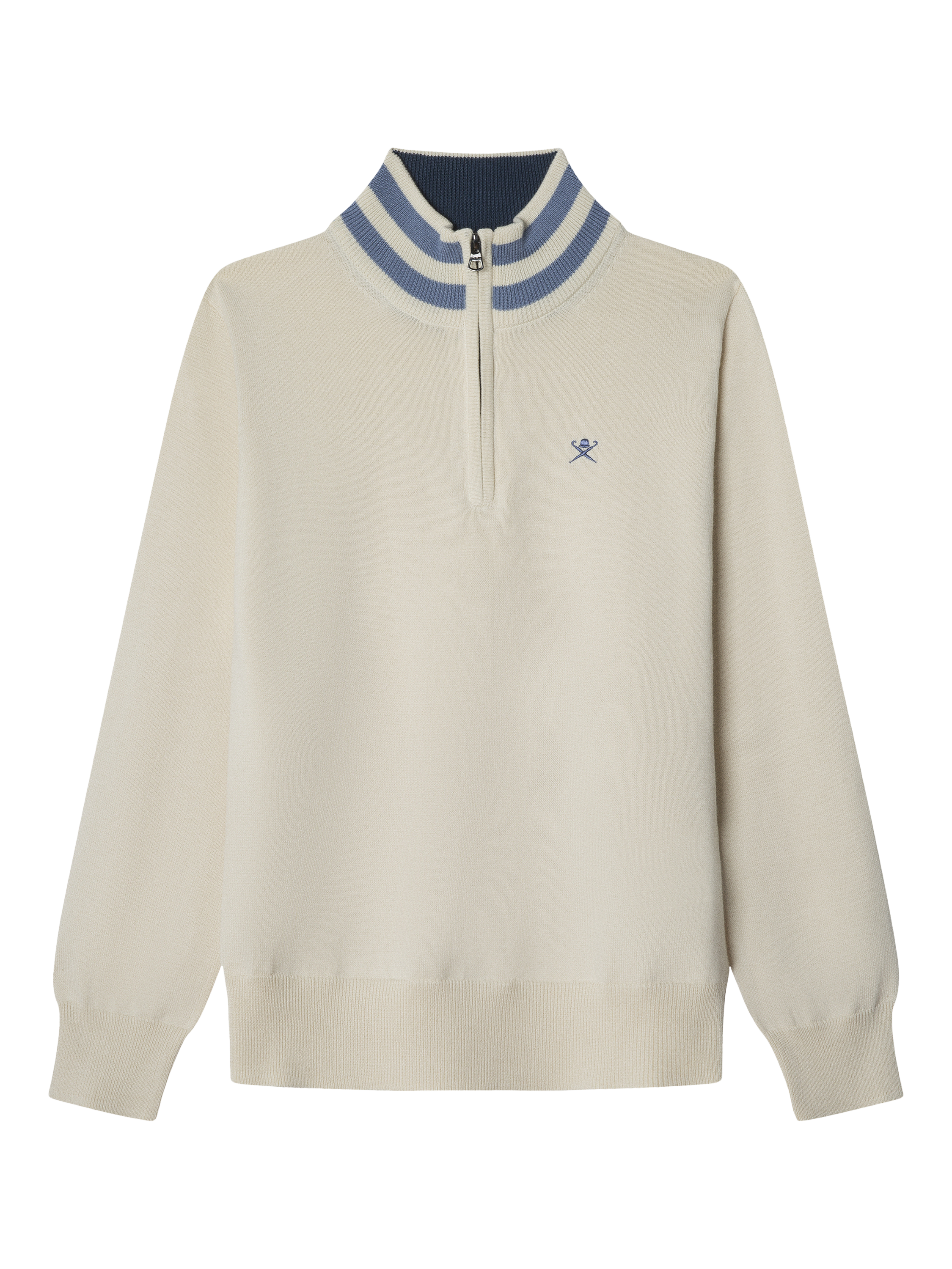 Product image 1 of 4, which shows Hackett London Kids' Cotton Zip Neck Sweater, Off White, 15 years