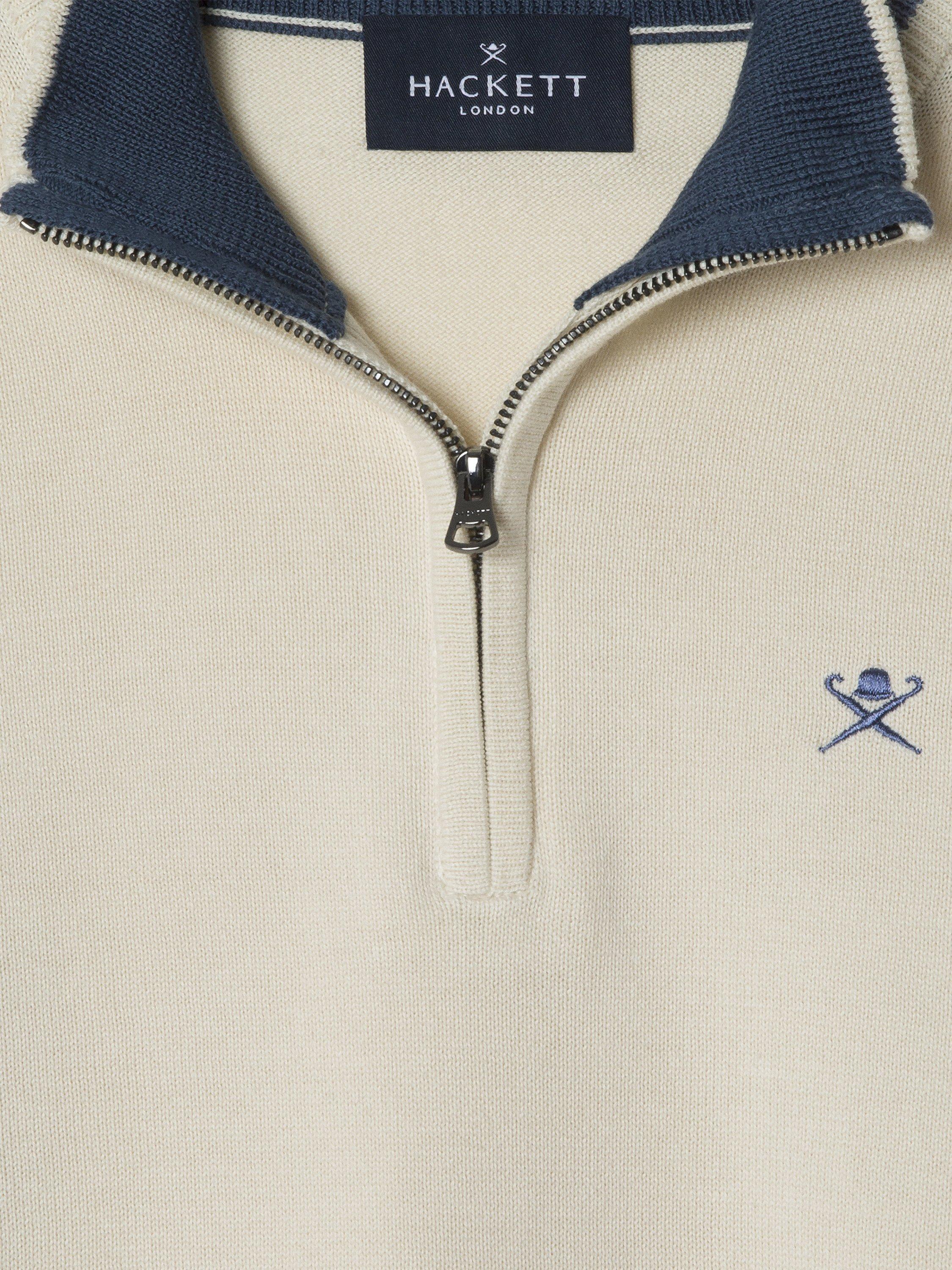 Product image 3 of 4, which shows Hackett London Kids' Cotton Zip Neck Sweater, Off White, 15 years