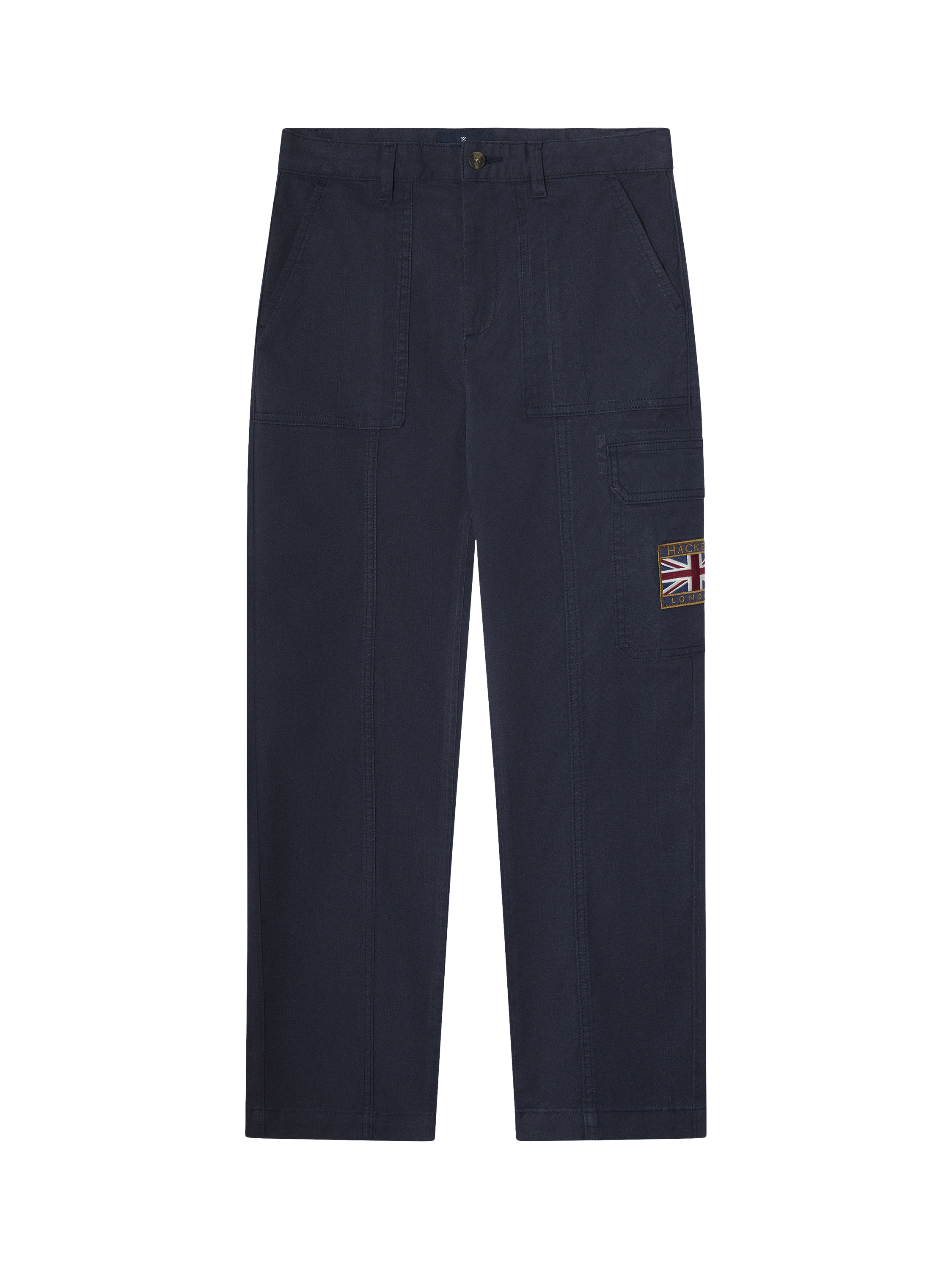 Product image 1 of 4, which shows Hackett London Kids' Cotton Cargo Trousers, Midnight Blue, 15 years