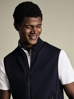 Charles Tyrwhitt Zip Front Cotton Gilet - view 2, Navy