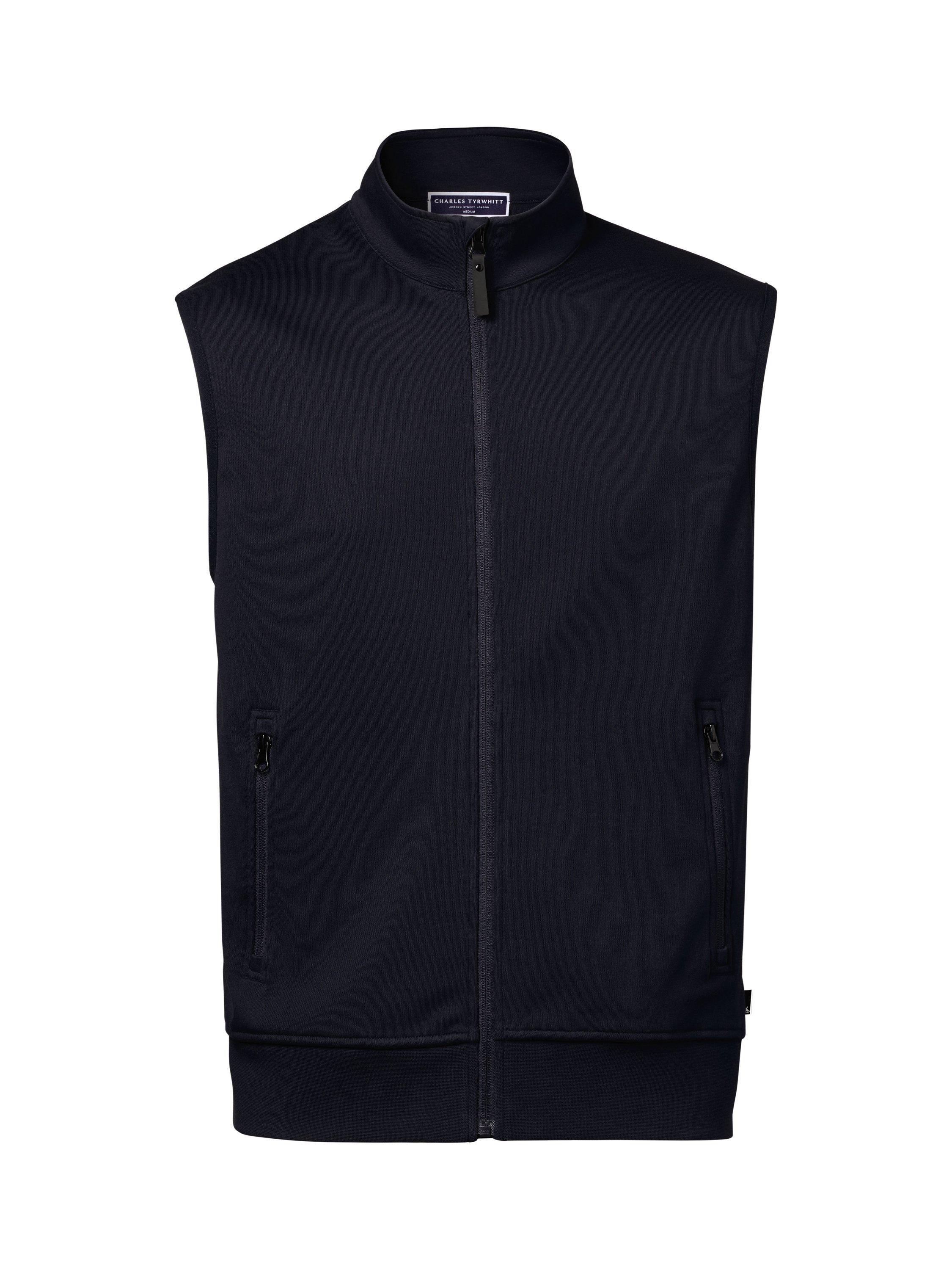 Product image 4 of 5, which shows Charles Tyrwhitt Zip Front Cotton Gilet, Navy, L