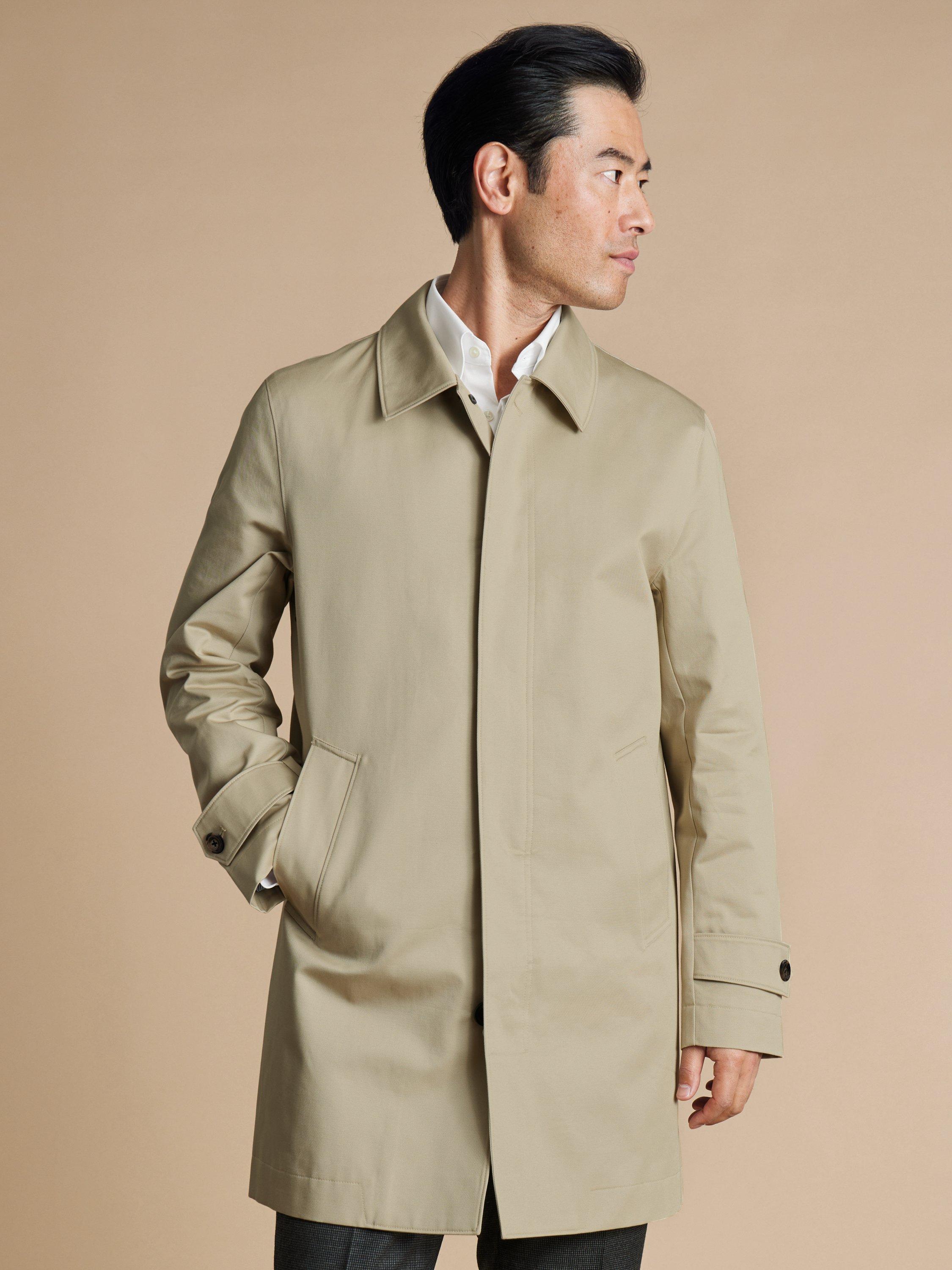 Product image 1 of 6, which shows Charles Tyrwhitt Cotton Raincoat, Stone, 48R