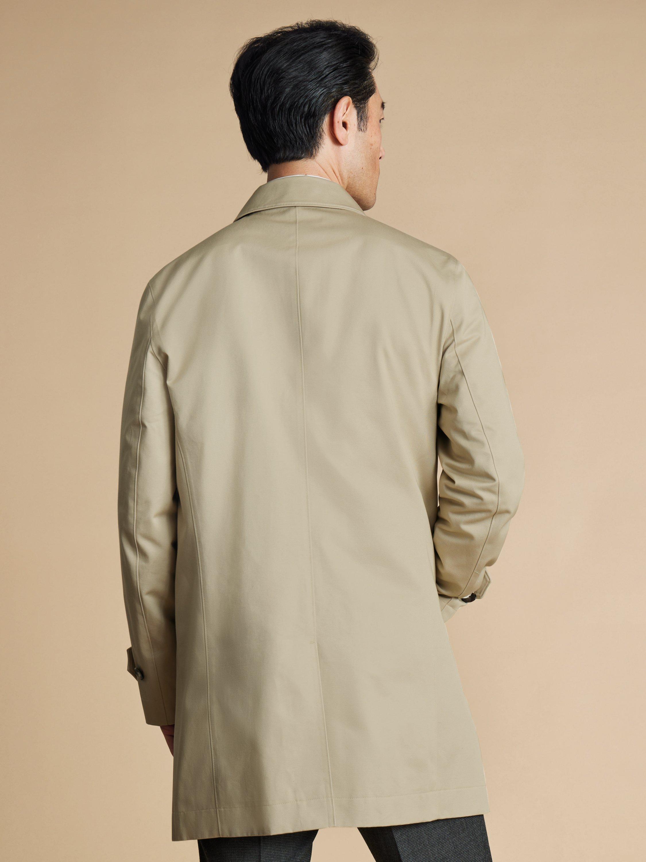 Product image 3 of 6, which shows Charles Tyrwhitt Cotton Raincoat, Stone, 48R