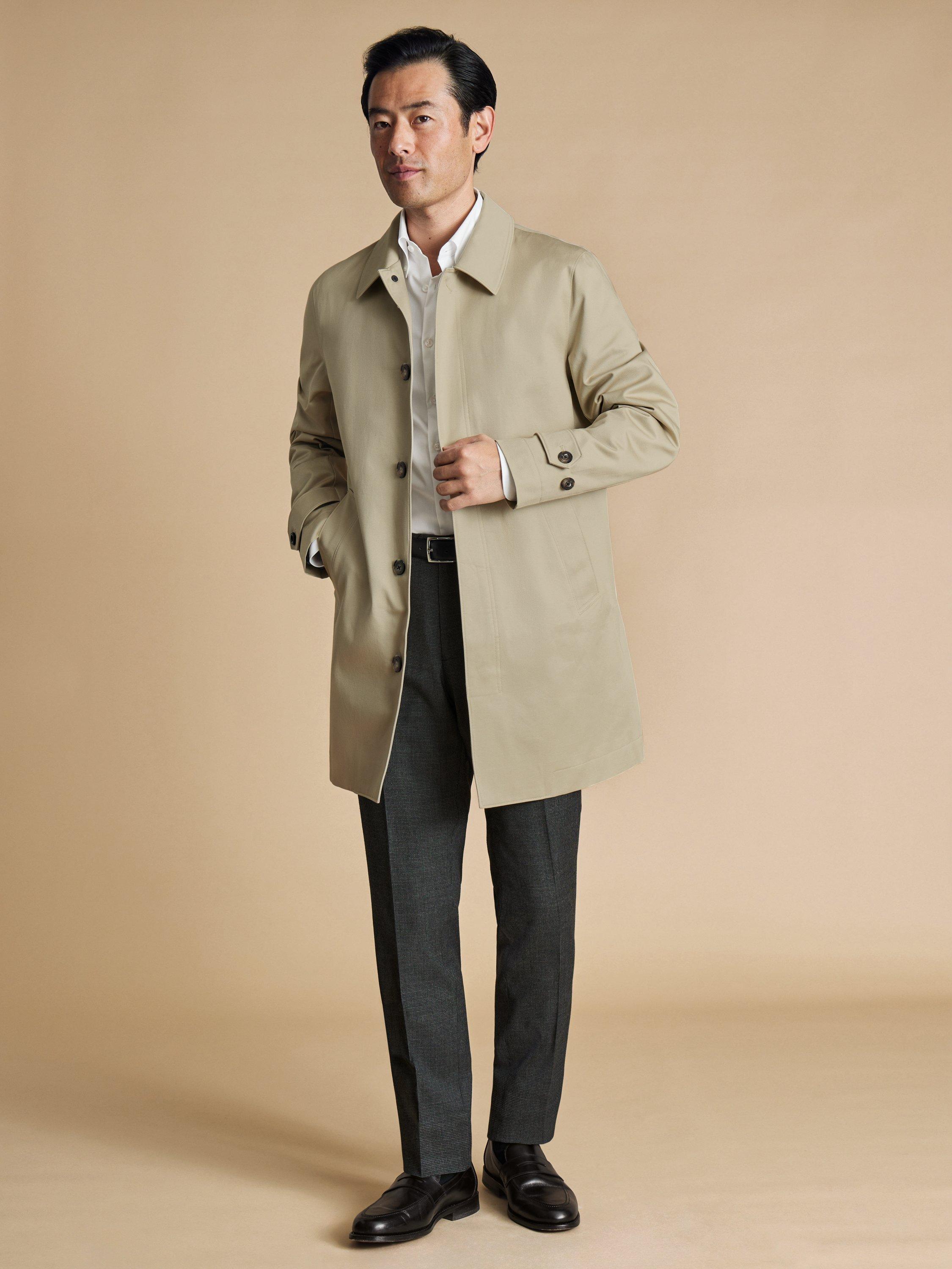 Product image 6 of 6, which shows Charles Tyrwhitt Cotton Raincoat, Stone, 48R