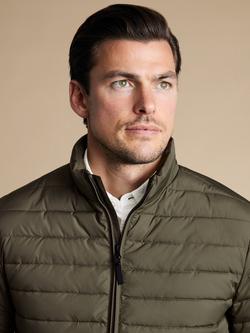 Charles Tyrwhitt Zip Front Quilted Jacket, Olive Green - view 2, Olive Green