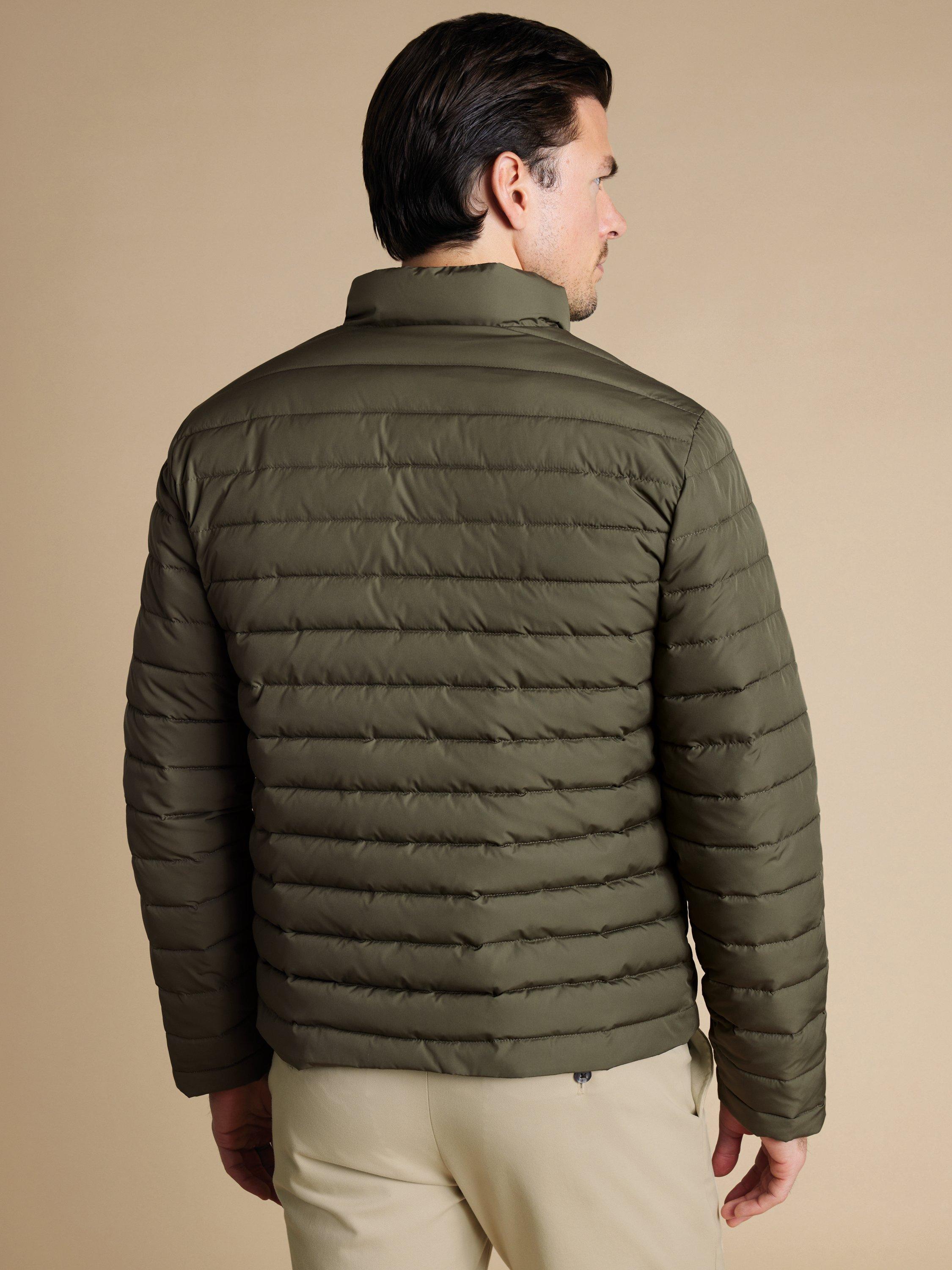 Product image 3 of 5, which shows Charles Tyrwhitt Zip Front Quilted Jacket, Olive Green, M
