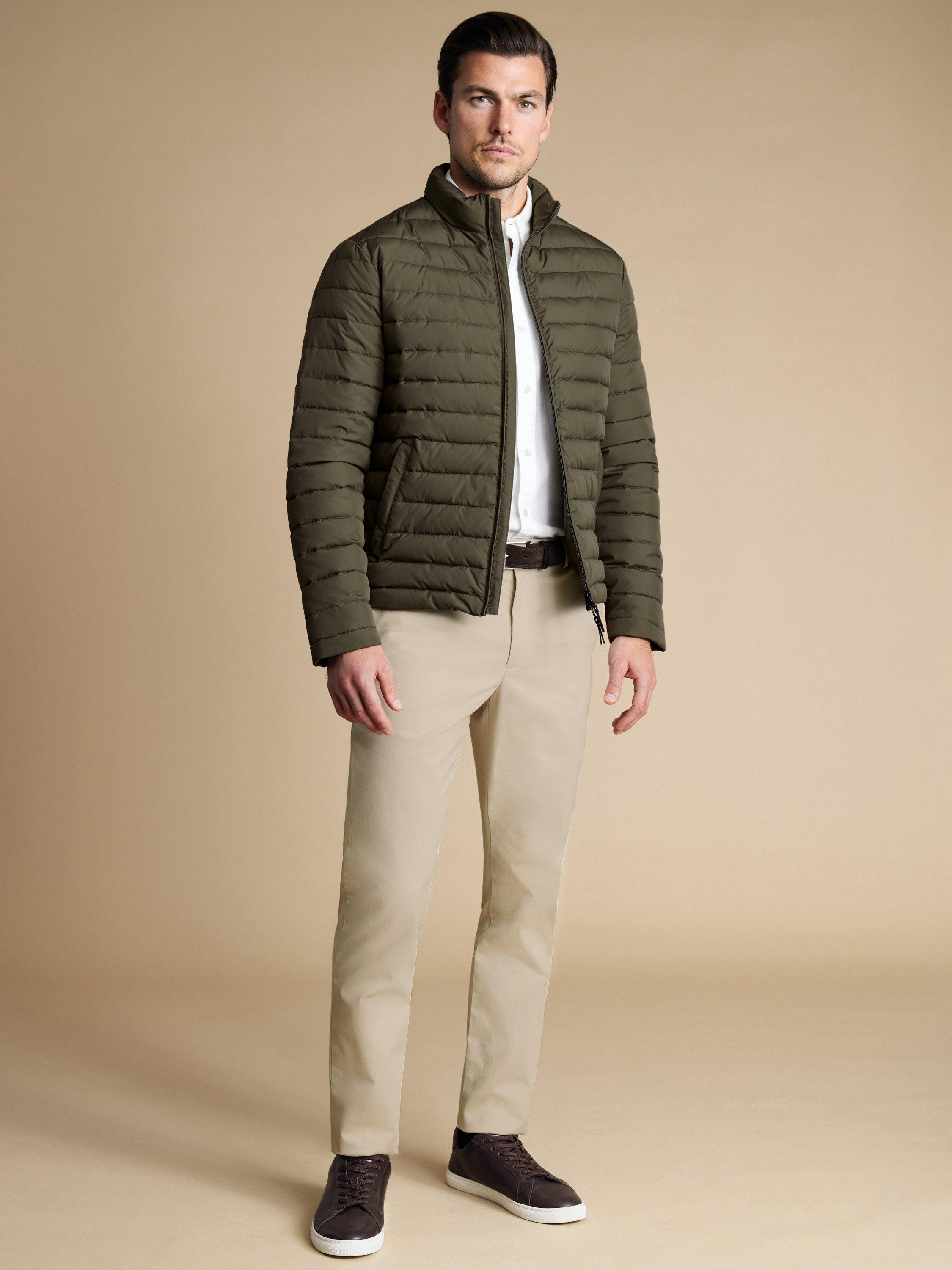 Product image 5 of 5, which shows Charles Tyrwhitt Zip Front Quilted Jacket, Olive Green, M