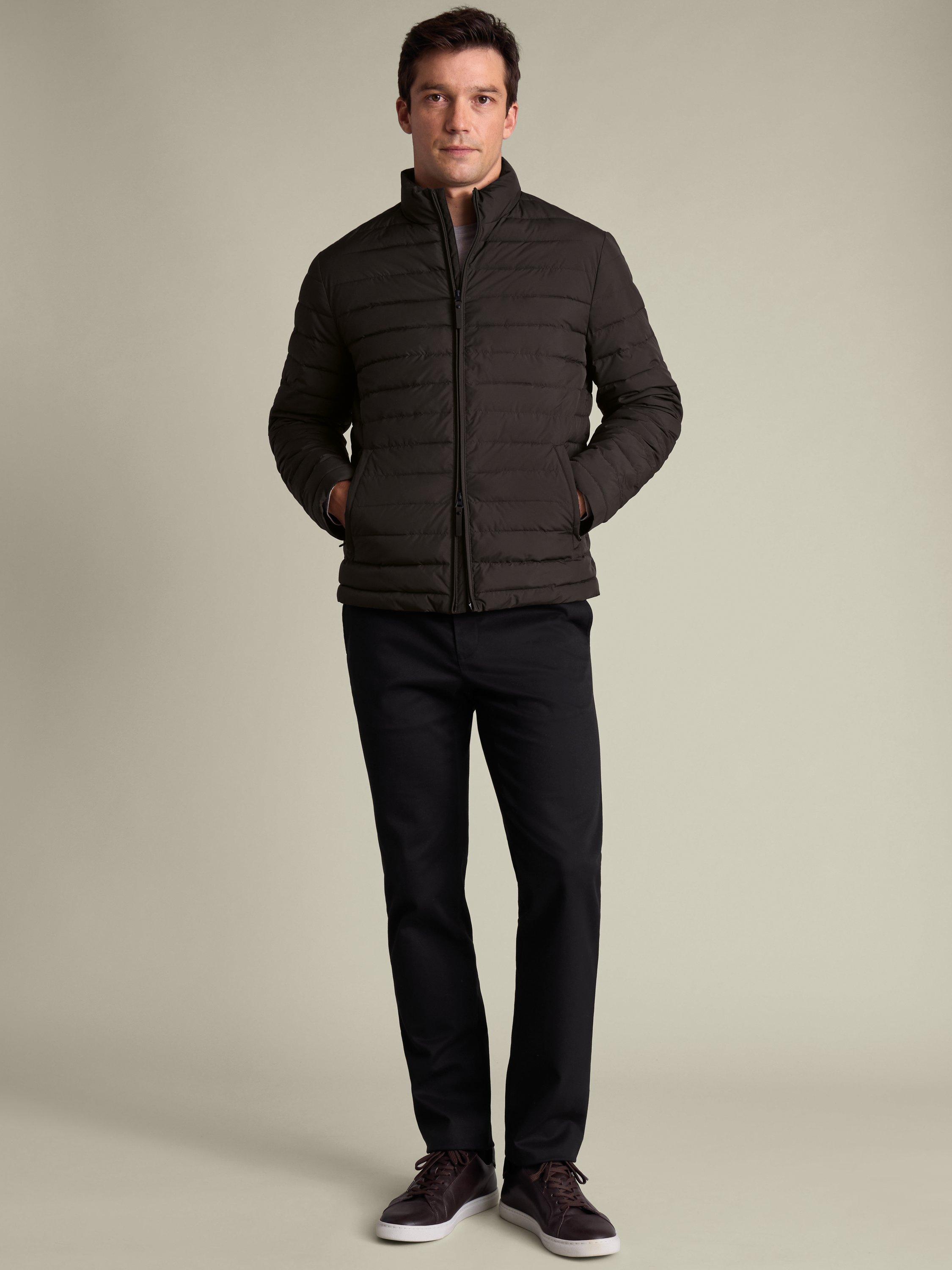 Product image 5 of 5, which shows Charles Tyrwhitt Zip Front Quilted Jacket, Chocolate Brown, XL