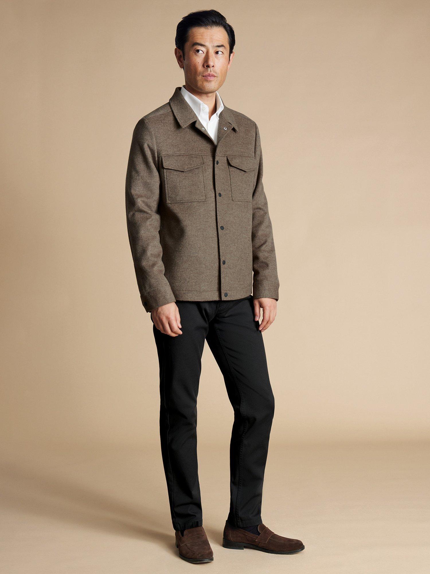 Product image 6 of 6, which shows Charles Tyrwhitt Merino Australian Wool Jacket, Oatmeal, M
