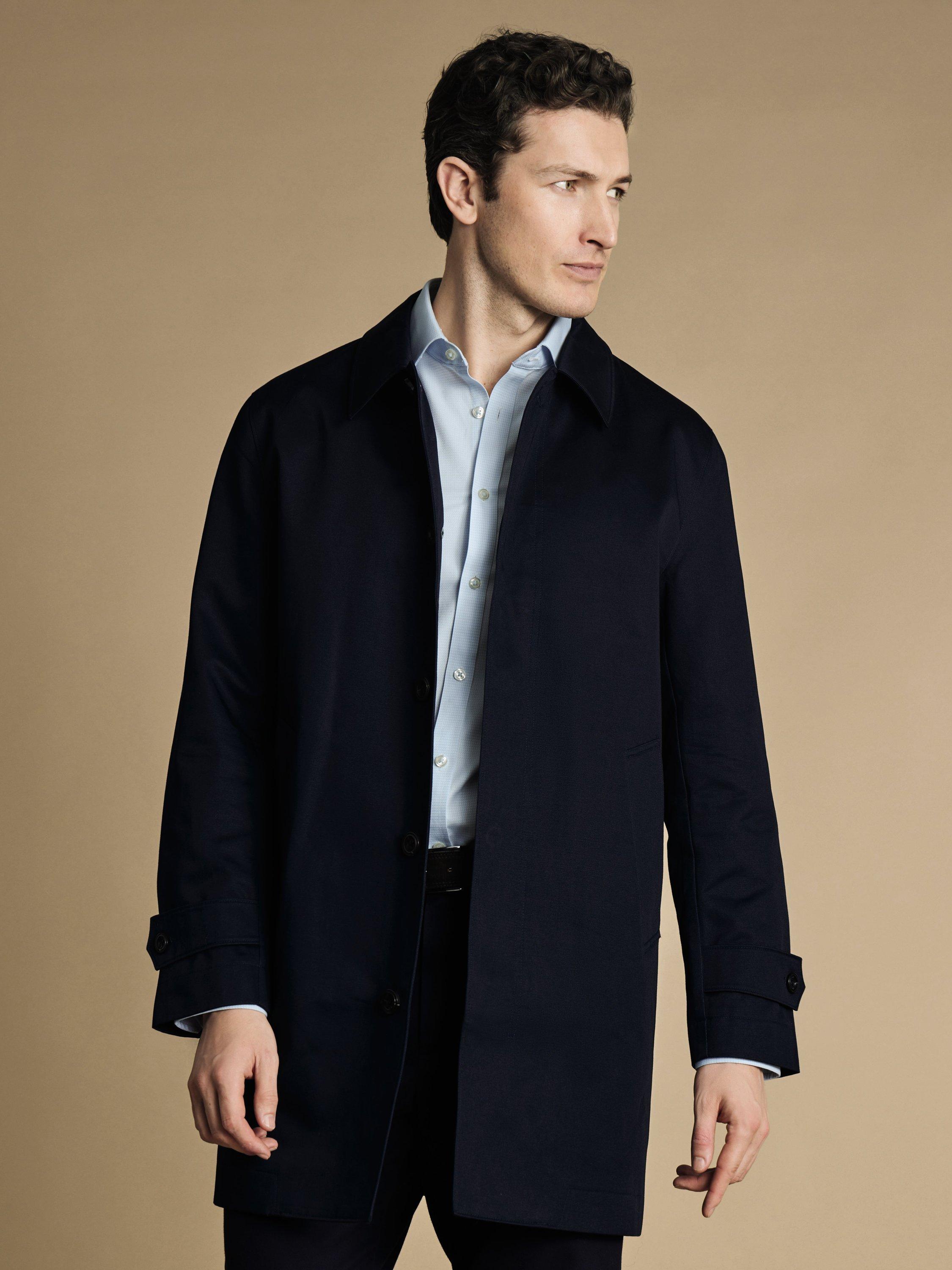 Product image 2 of 5, which shows Charles Tyrwhitt Waterproof Overcoat, French Navy, 48R