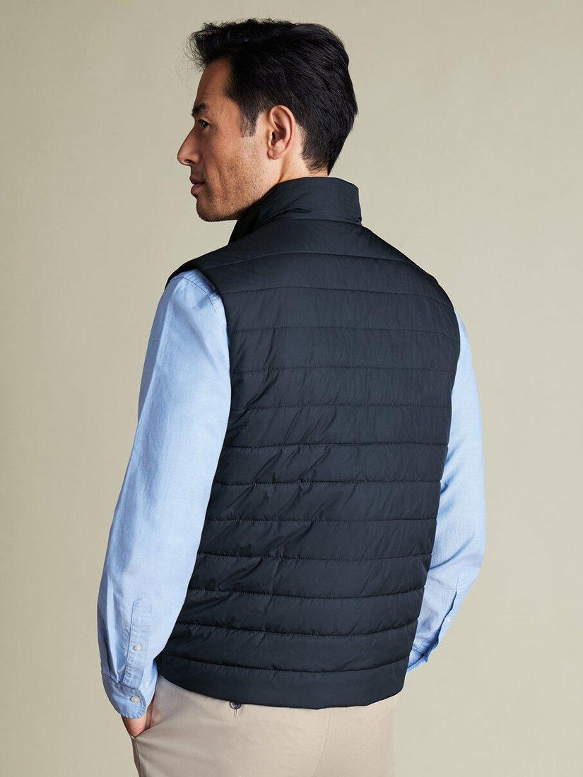 Product image 3 of 5, which shows Charles Tyrwhitt Zip Front Quilted Gilet, Navy, XL