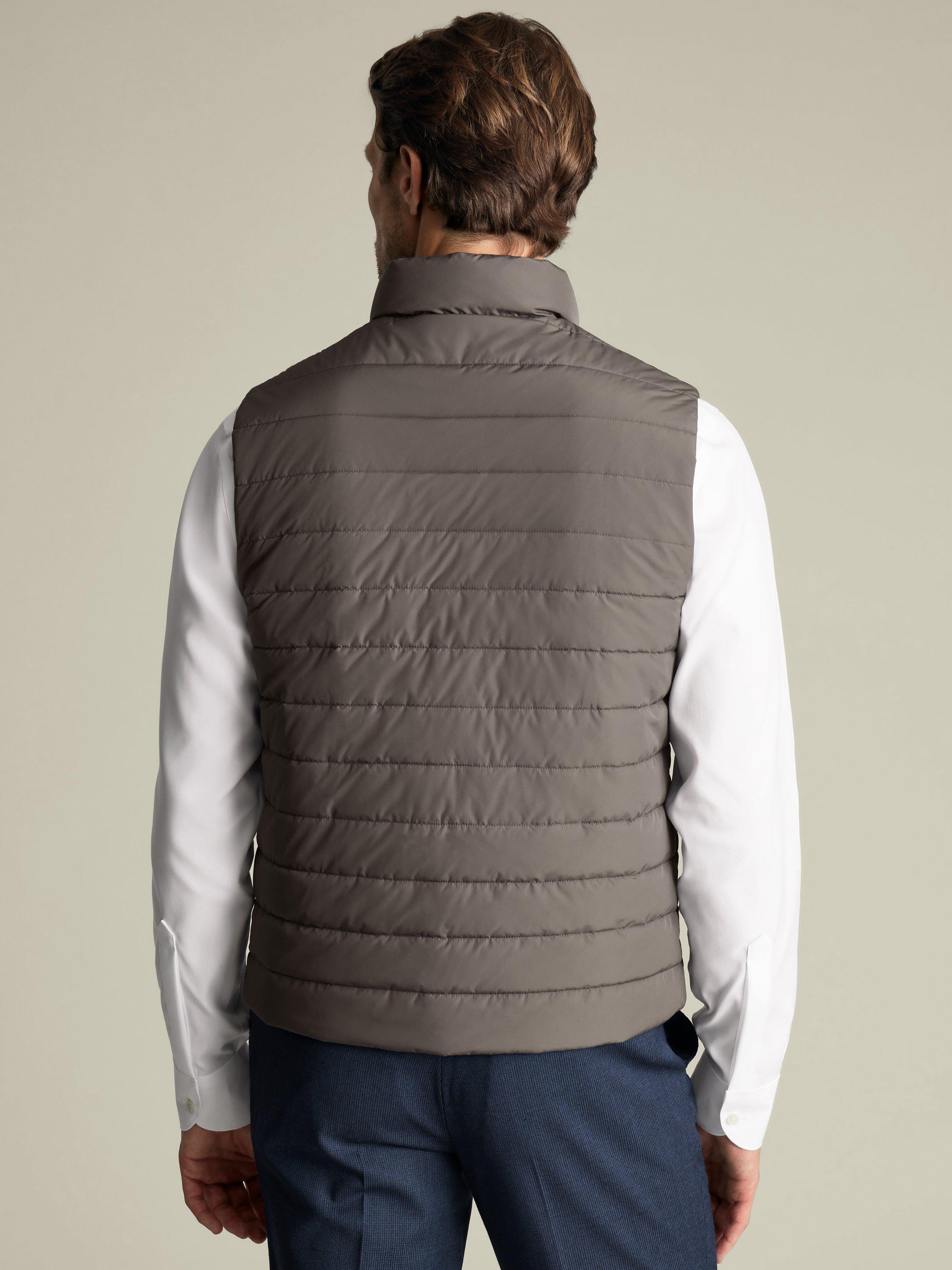Product image 3 of 5, which shows Charles Tyrhwitt Zip Front Quilted Gilet, Mocha, M