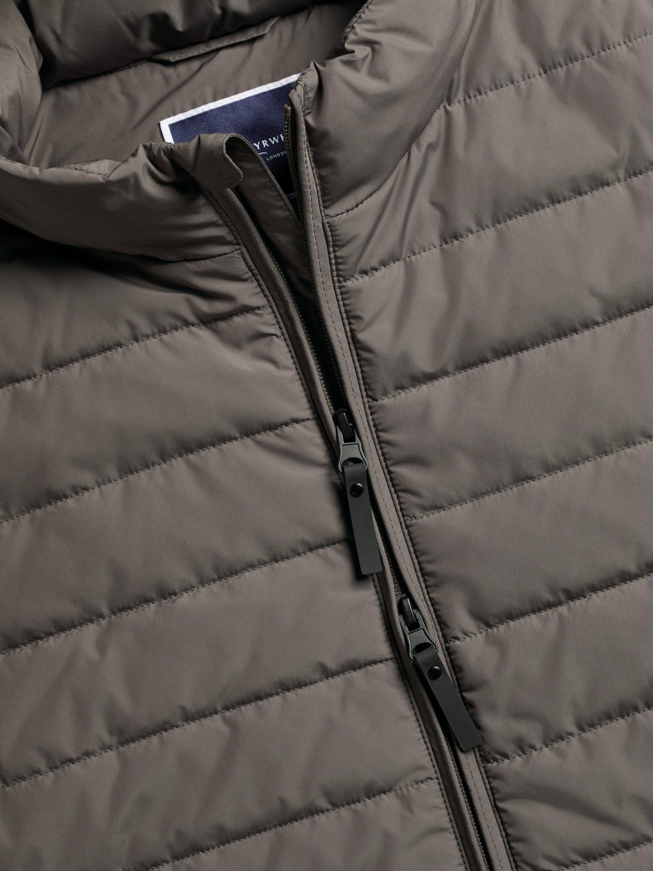 Product image 4 of 5, which shows Charles Tyrhwitt Zip Front Quilted Gilet, Mocha, M