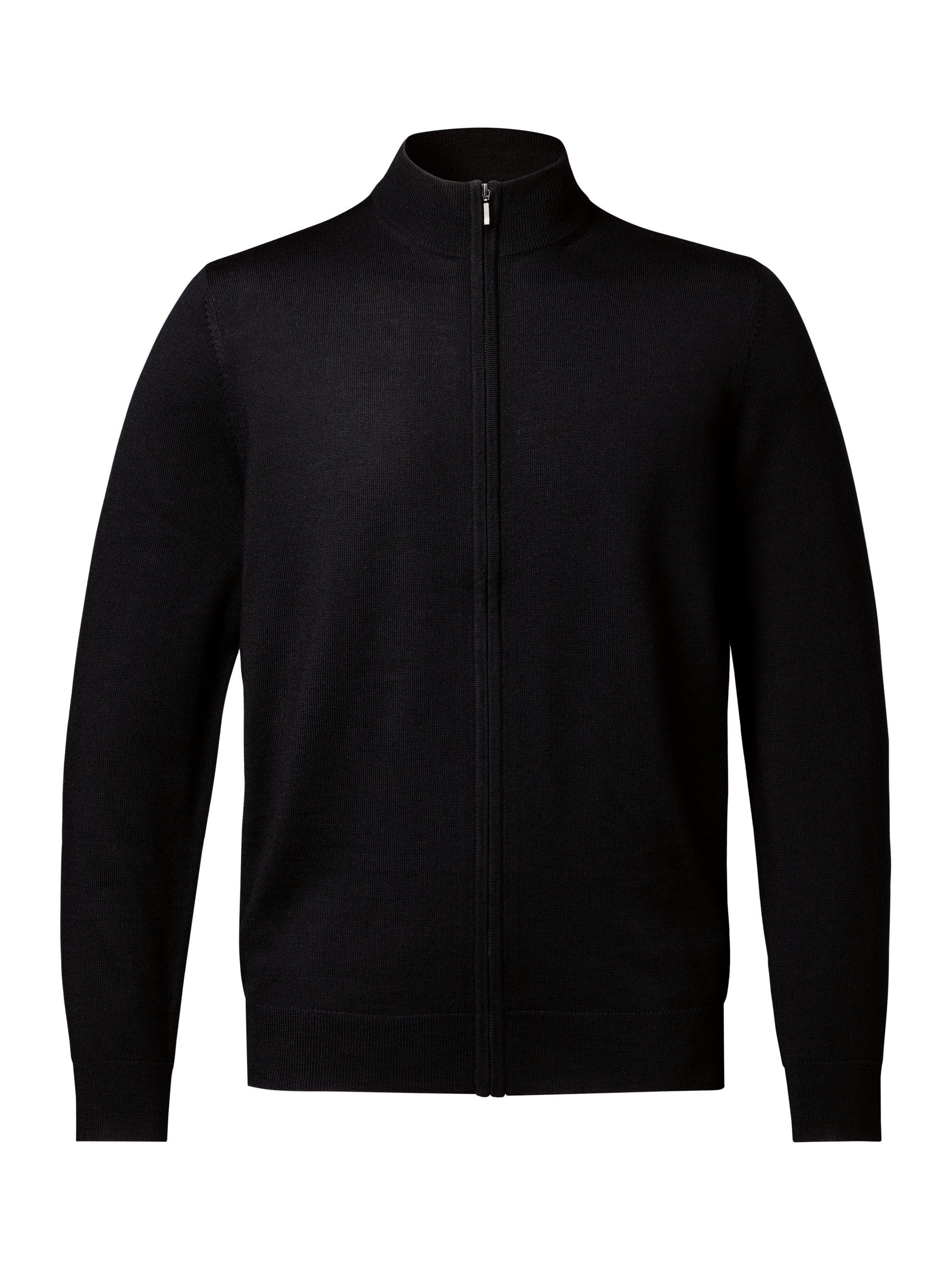 Product image 2 of 5, which shows Charles Tyrwhitt Zip Front Merino Wool Jumper, Black, XL