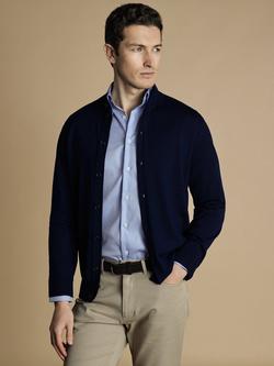 Charles Tyrwhitt Funnel Neck Button Through Merino Wool Cardigan, Navy, Navy
