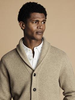 Charles Tyrwhitt Merino Wool Cardigan - view 2, Oatmeal