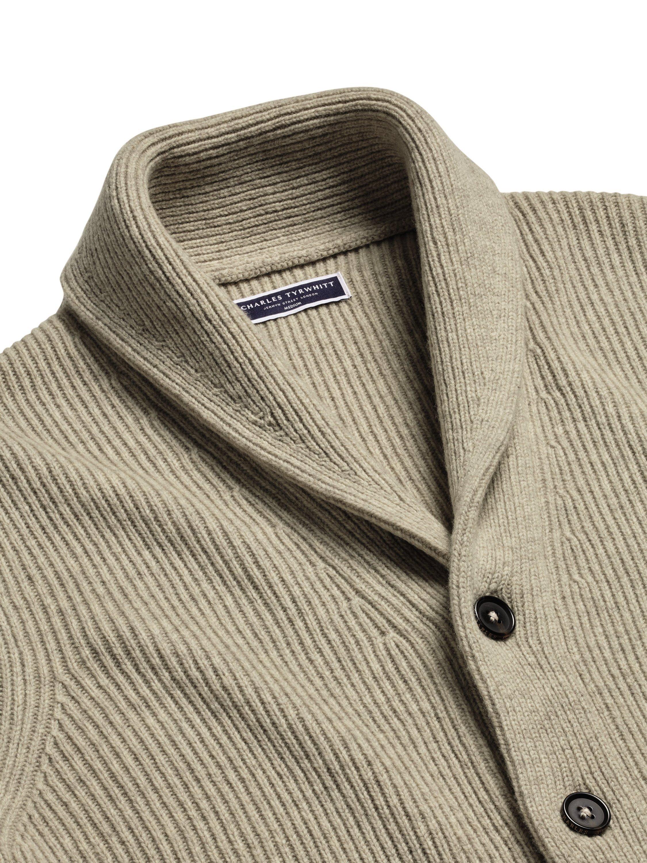 Product image 3 of 5, which shows Charles Tyrwhitt Merino Wool Cardigan, Oatmeal, S