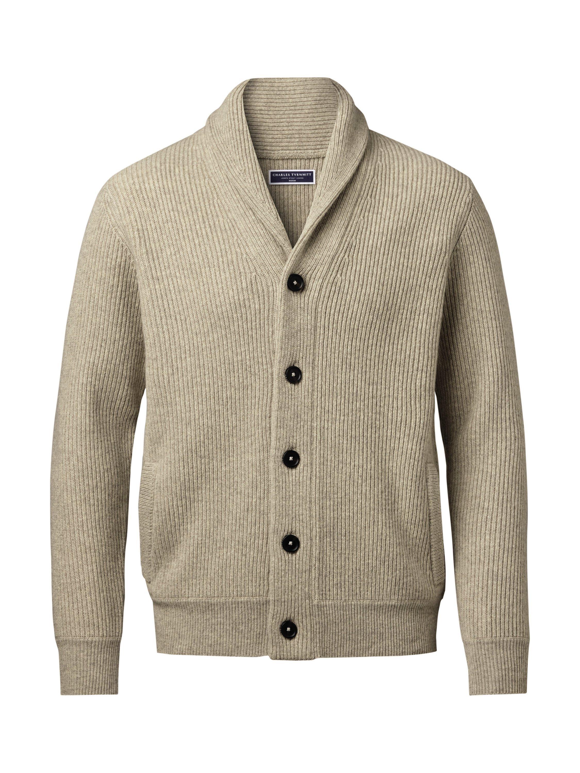 Product image 4 of 5, which shows Charles Tyrwhitt Merino Wool Cardigan, Oatmeal, S