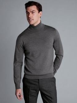 Charles Tyrwhitt Merino Wool Roll Neck Jumper, Grey