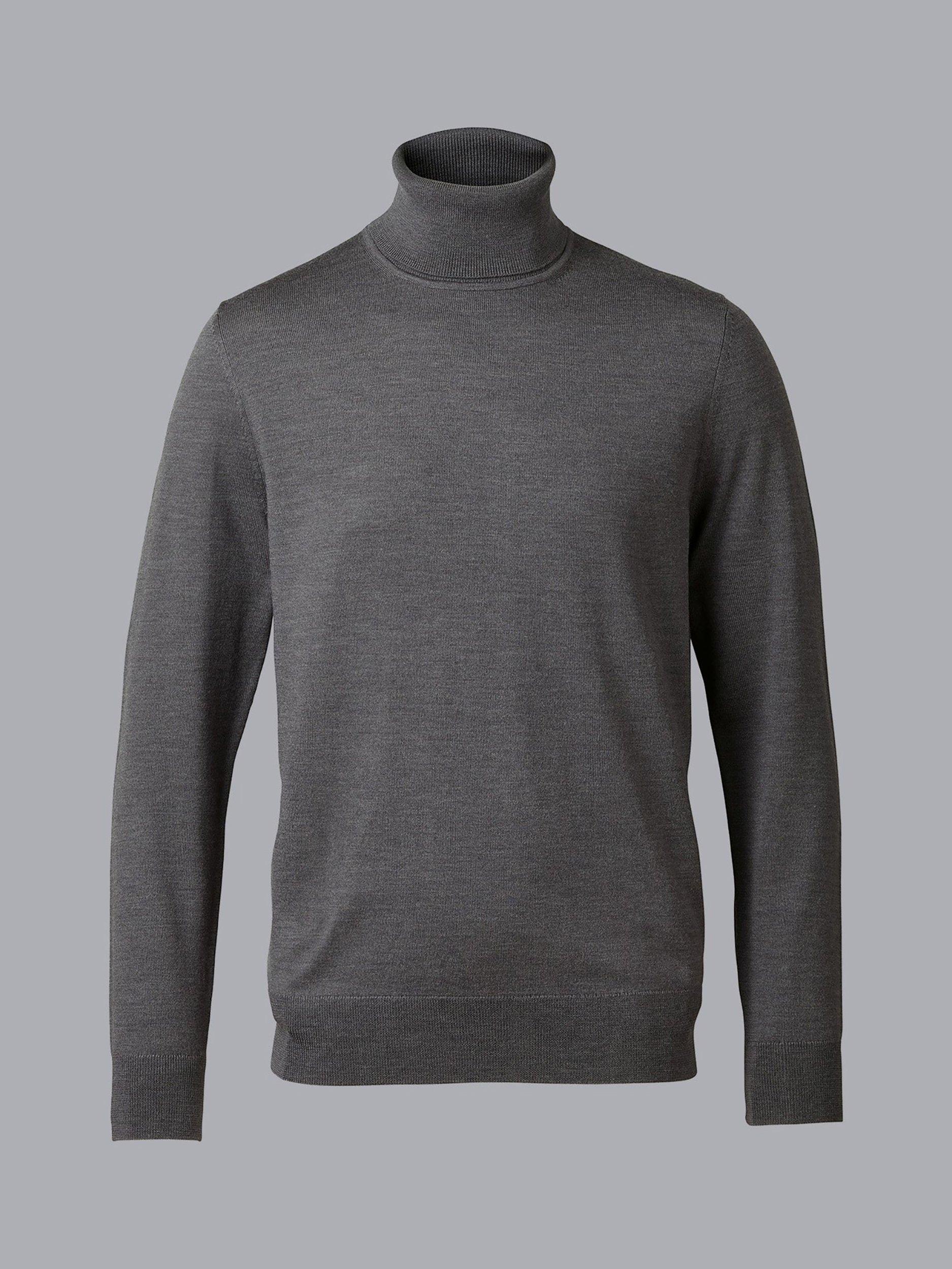 Product image 5 of 5, which shows Charles Tyrwhitt Merino Wool Roll Neck Jumper, Grey, L