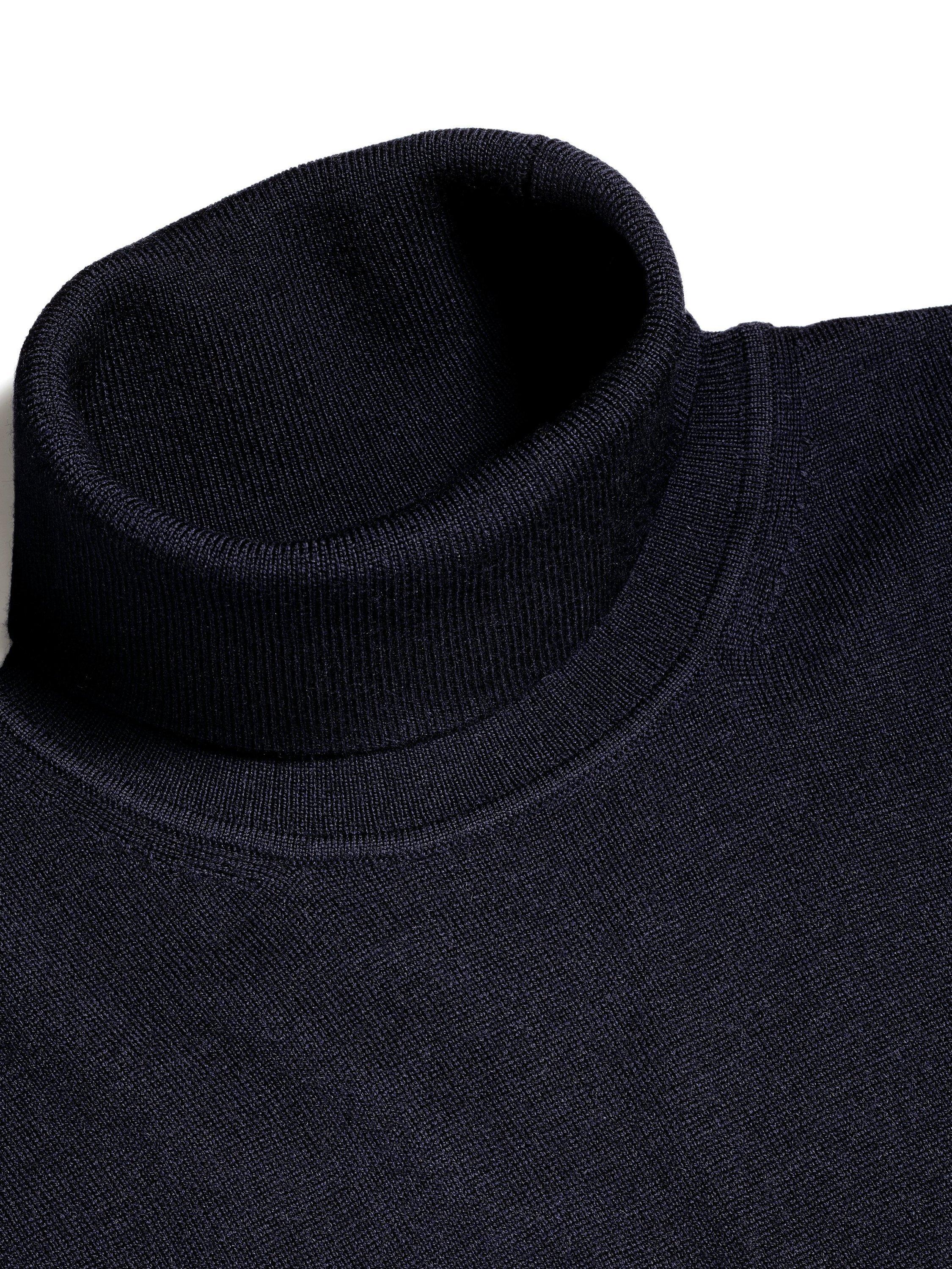 Product image 3 of 5, which shows Charles Tyrwhitt Merino Wool Roll Neck Jumper, Navy, L