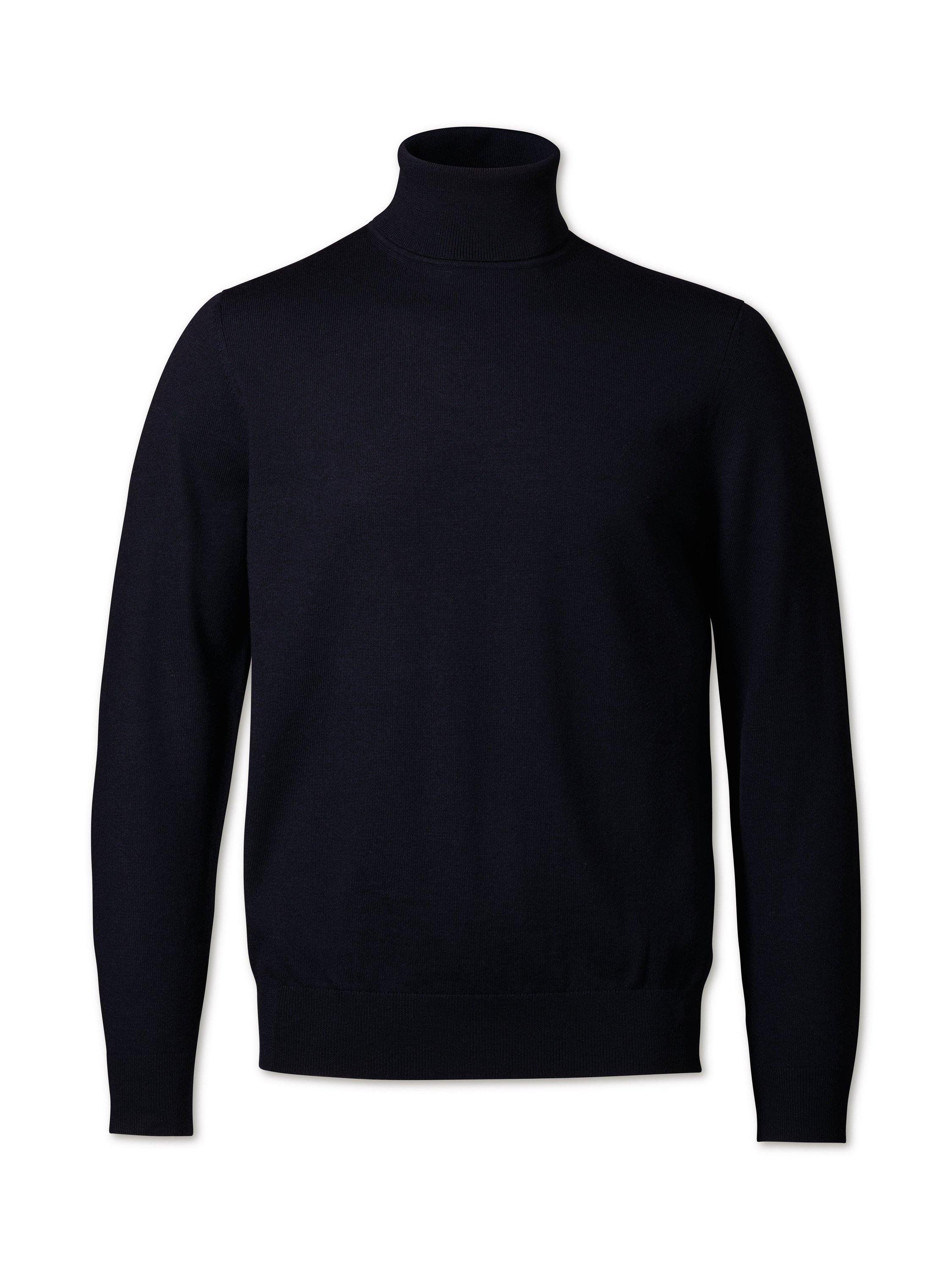 Product image 4 of 5, which shows Charles Tyrwhitt Merino Wool Roll Neck Jumper, Navy, L
