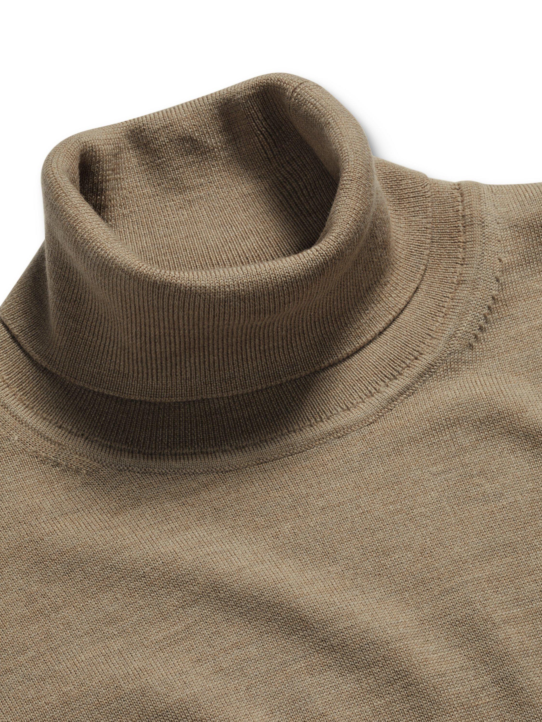 Product image 3 of 5, which shows Charles Tyrwhitt Merino Wool Roll Neck Jumper, Oatmeal, M