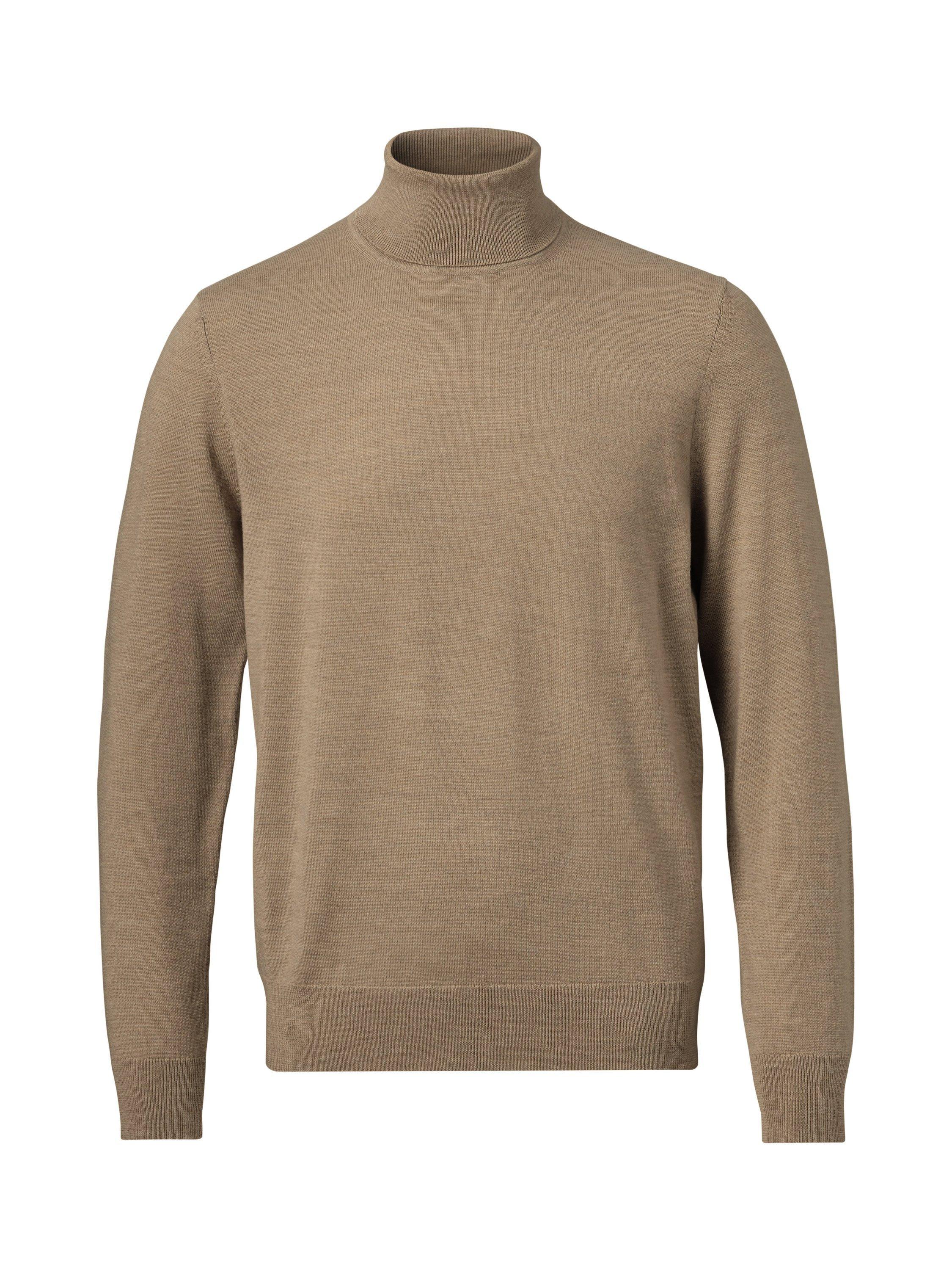 Product image 4 of 5, which shows Charles Tyrwhitt Merino Wool Roll Neck Jumper, Oatmeal, M