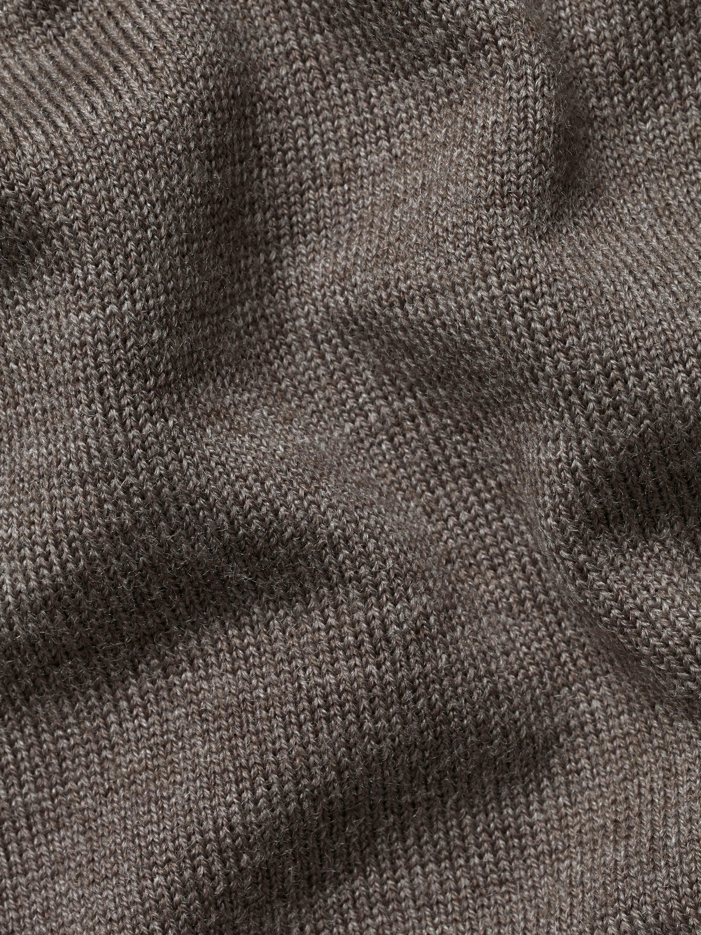 Product image 6 of 6, which shows Charles Tyrwhitt Merino Wool Zip Neck Jumper, Mocha, XS