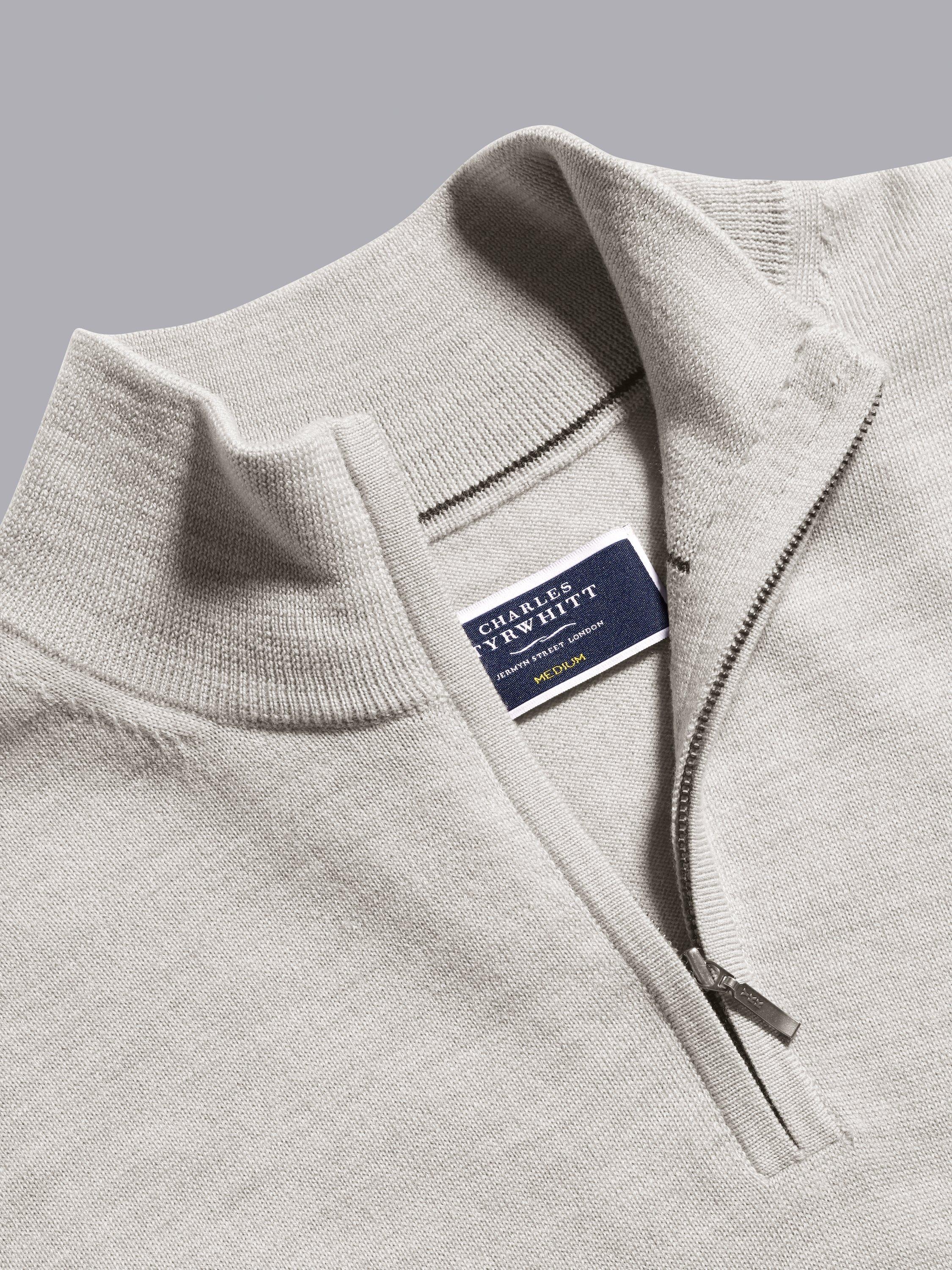 Product image 5 of 6, which shows Charles Tyrwhitt Half Zip Merino Wool Jumper, Silver Grey, XS