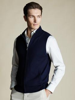Charles Tyrwhitt Zip Front Merino Wool Gilet, Navy