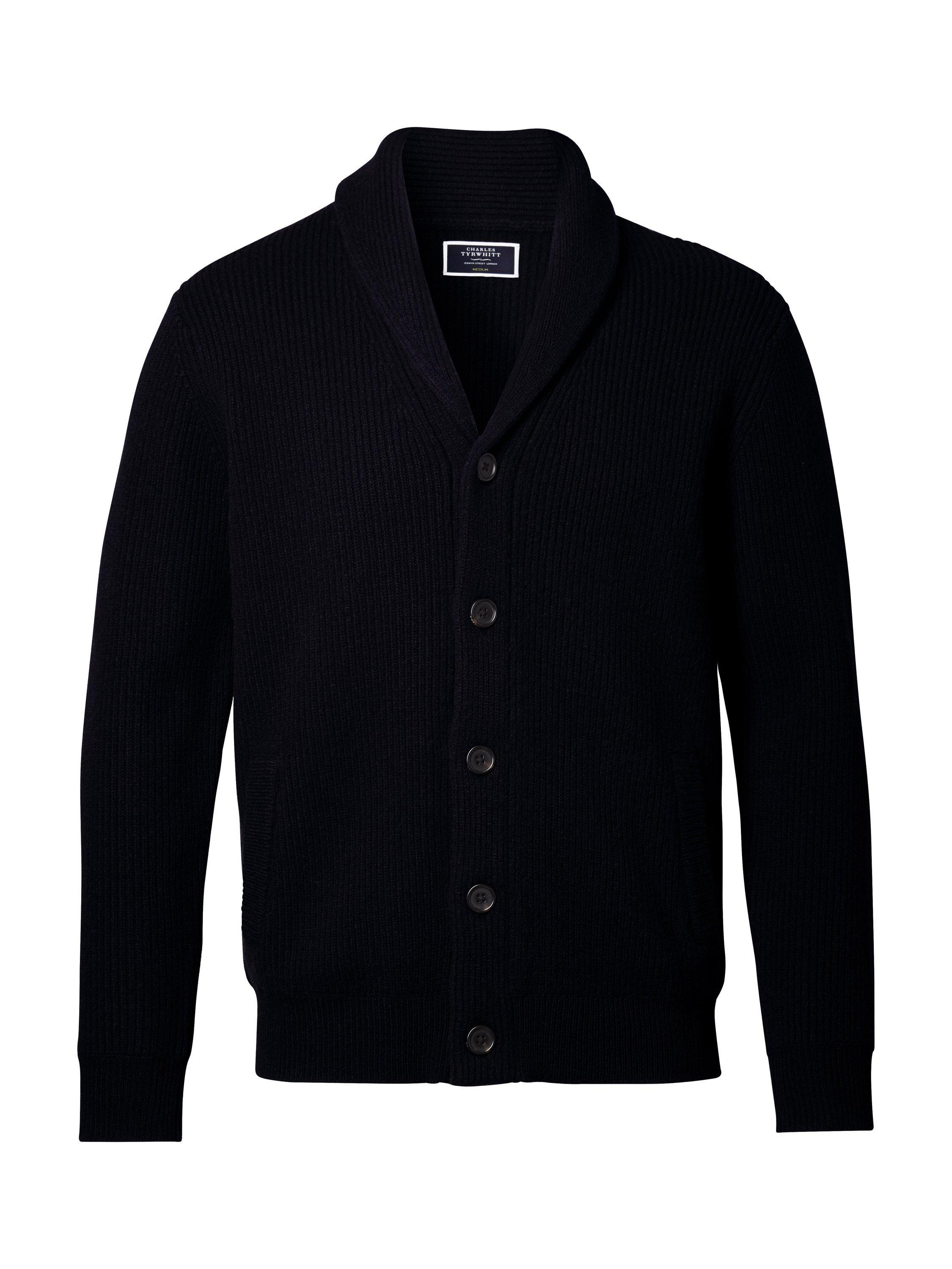 Product image 4 of 5, which shows Charles Tyrwhitt Merino Wool Cardigan, Navy, XXXL