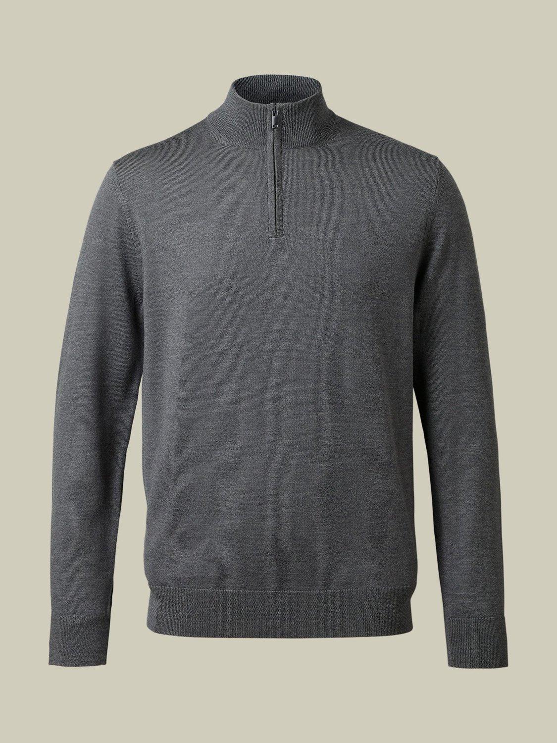 Product image 4 of 5, which shows Charles Tyrwhitt Half Zip Merino Wool Jumper, Grey, XXL
