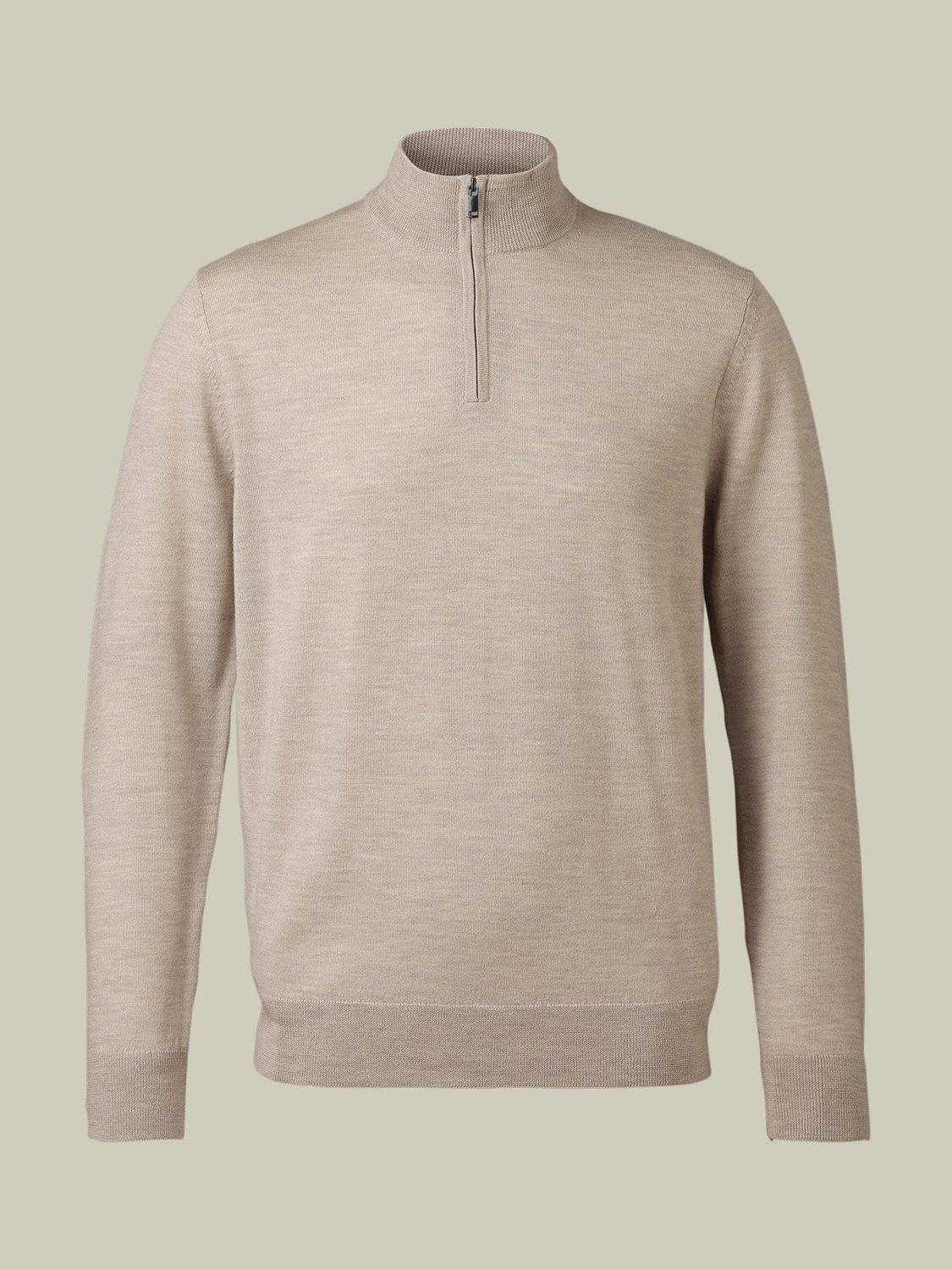 Product image 4 of 5, which shows Charles Tyrwhitt Half Zip Merino Wool Jumper, Limestone, L