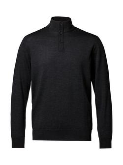 Charles Tyrwhitt High Neck Merino Wool Jumper - view 2, Dark Charcoal