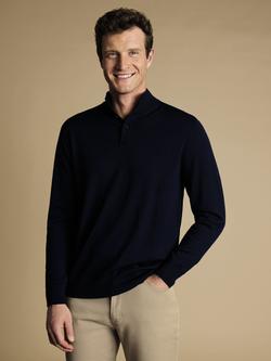 Charles Tyrwhitt High Neck Merino Wool Jumper, Navy, Navy
