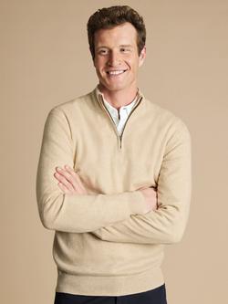 Charles Tyrwhitt Half Zip Cashmere Jumper, Cream