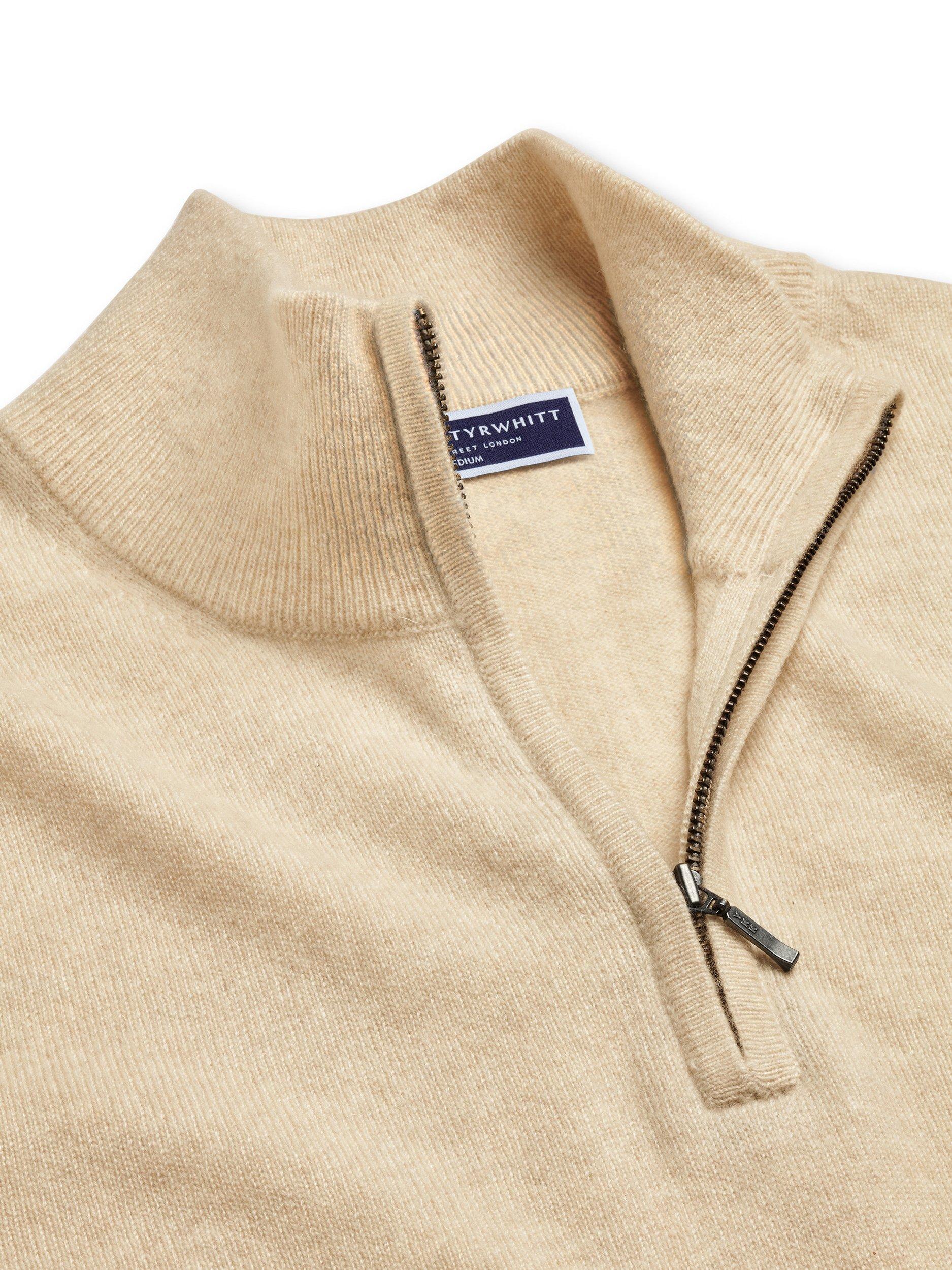 Product image 3 of 5, which shows Charles Tyrwhitt Half Zip Cashmere Jumper, Cream, XS