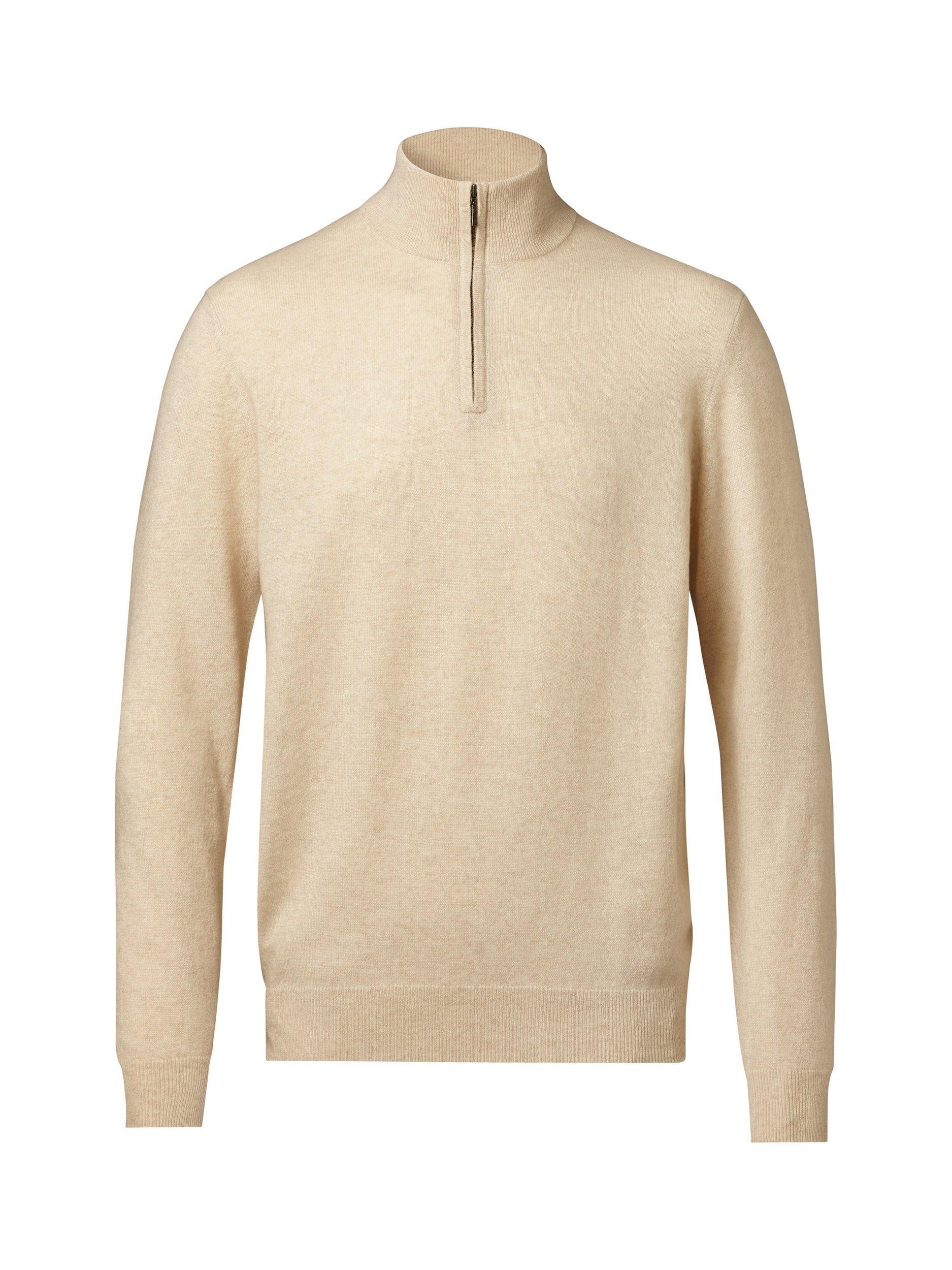Product image 5 of 5, which shows Charles Tyrwhitt Half Zip Cashmere Jumper, Cream, XS