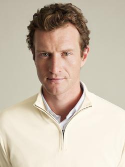 Charles Tyrwhitt Half Zip Merino Wool Jumper, Cream - view 2, Cream