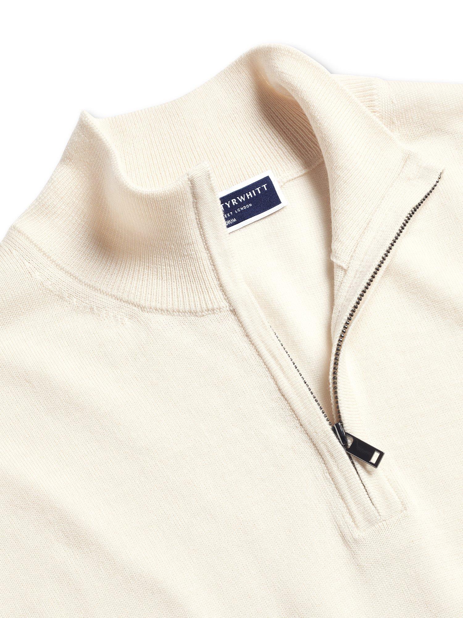 Product image 3 of 5, which shows Charles Tyrwhitt Half Zip Merino Wool Jumper, Cream, M