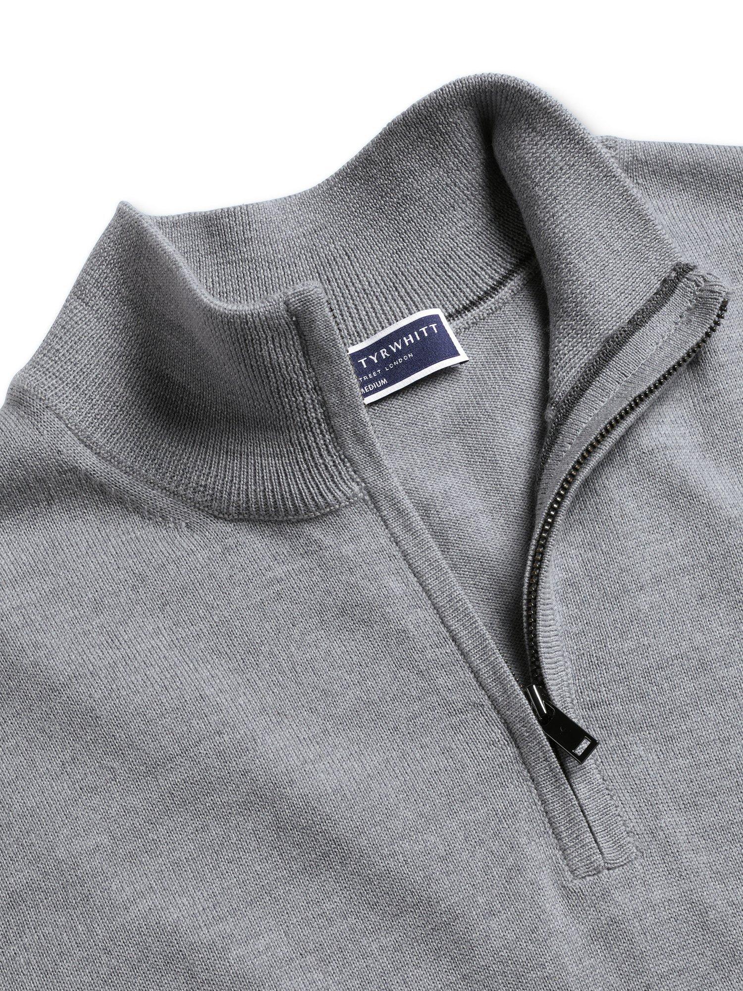 Product image 3 of 5, which shows Charles Tyrwhitt Half Zip Merino Wool Jumper, Light Grey, M