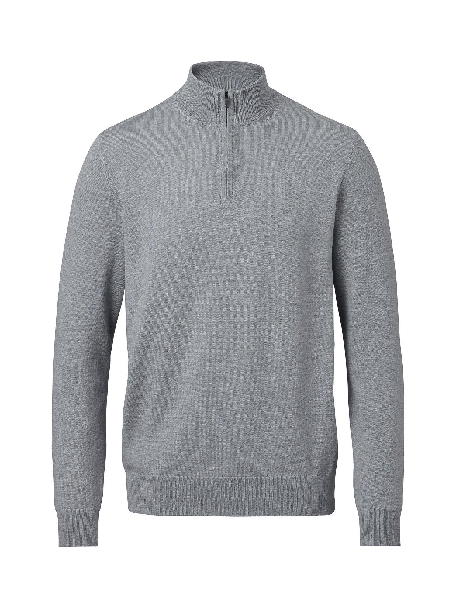 Product image 5 of 5, which shows Charles Tyrwhitt Half Zip Merino Wool Jumper, Light Grey, M