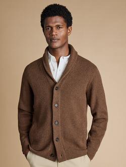 Charles Tyrwhitt Ribbed Wool Cardigan, Toffee