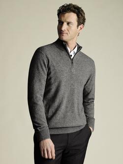 Charles Tyrwhitt Half Zip Cashmere Jumper, Grey, Grey