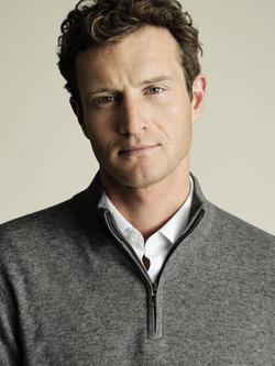 Charles Tyrwhitt Half Zip Cashmere Jumper, Grey - view 2, Grey