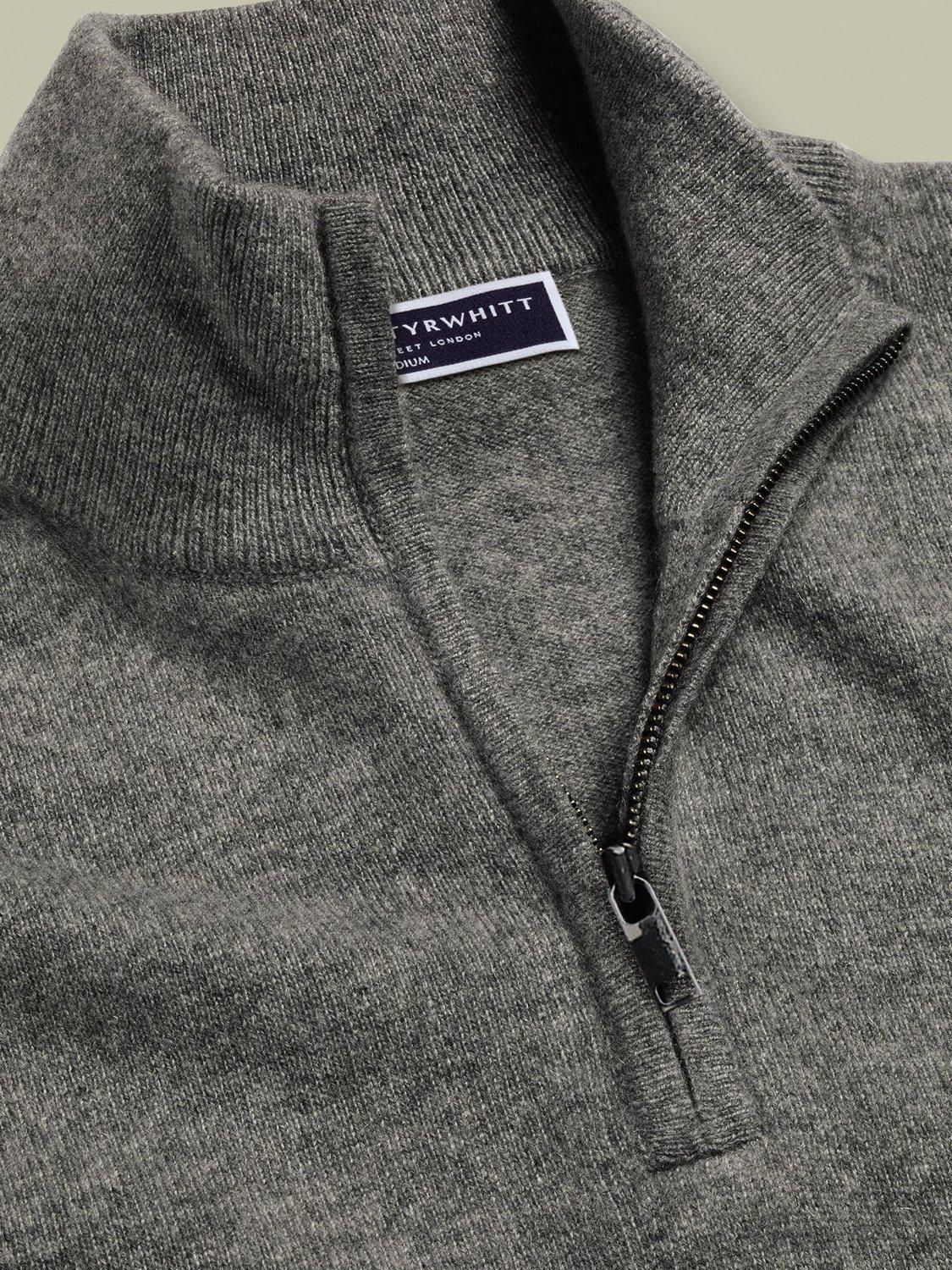 Product image 3 of 5, which shows Charles Tyrwhitt Half Zip Cashmere Jumper, Grey, XS