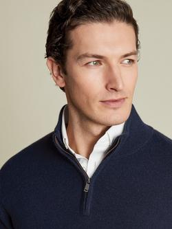 Charles Tyrwhitt Half Zip Cashmere Jumper, Navy - view 2, Navy